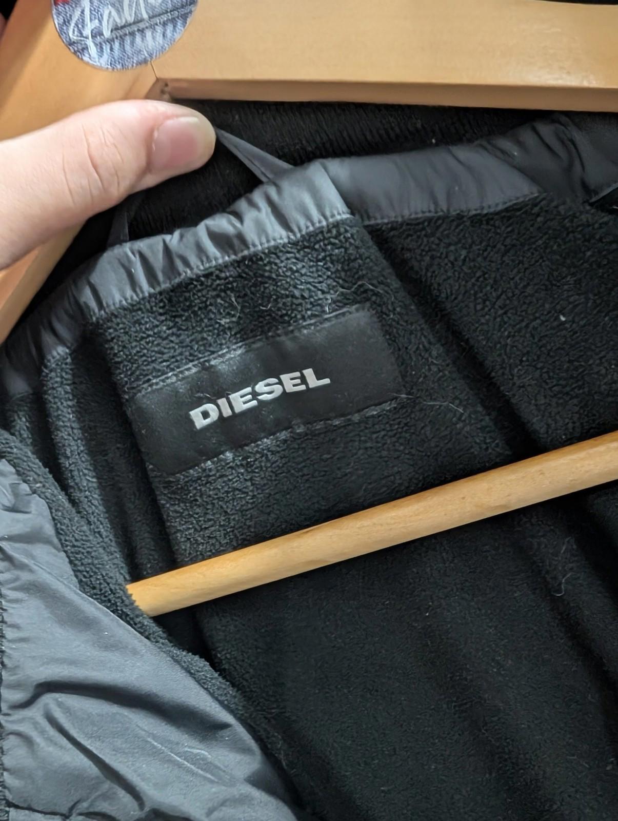 Diesel Puffer Jacket Womens Size 12 Medium Hooded Quilted Black Nylon Warm