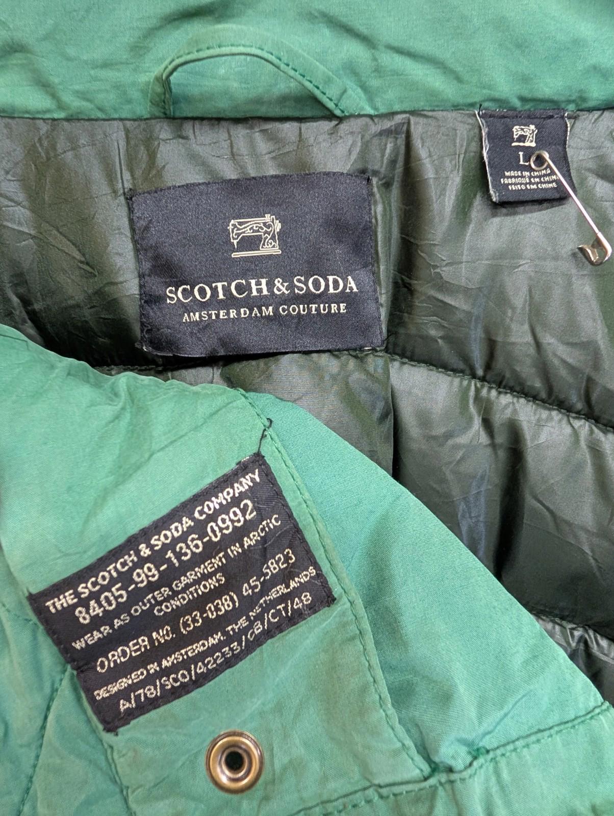 Scotch & Soda Parka Coat Large Men Snorkel Hood Fishtail Lined Mod Green Canvas