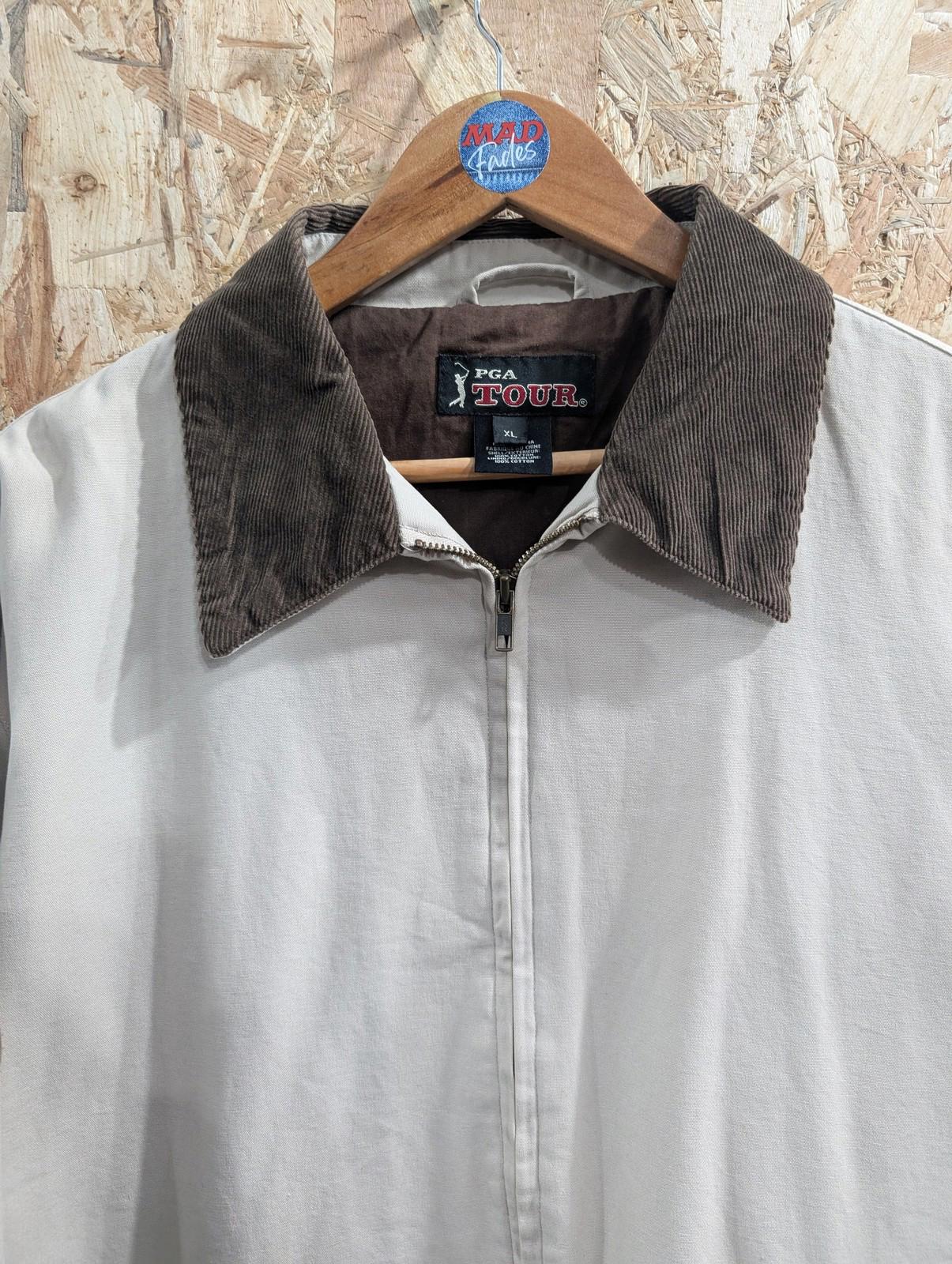 PGA Tour Jacket Mens XL Corduroy Collar Beige Cream Simple Cotton Harrington