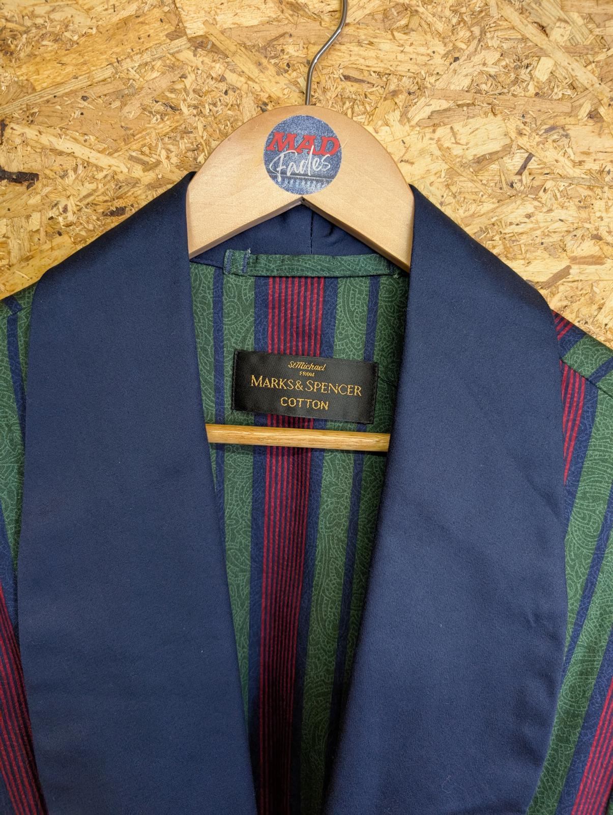 Vintage 90s M&S St Michael Cotton Dressing Gown Smoking Jacket House Robe Large