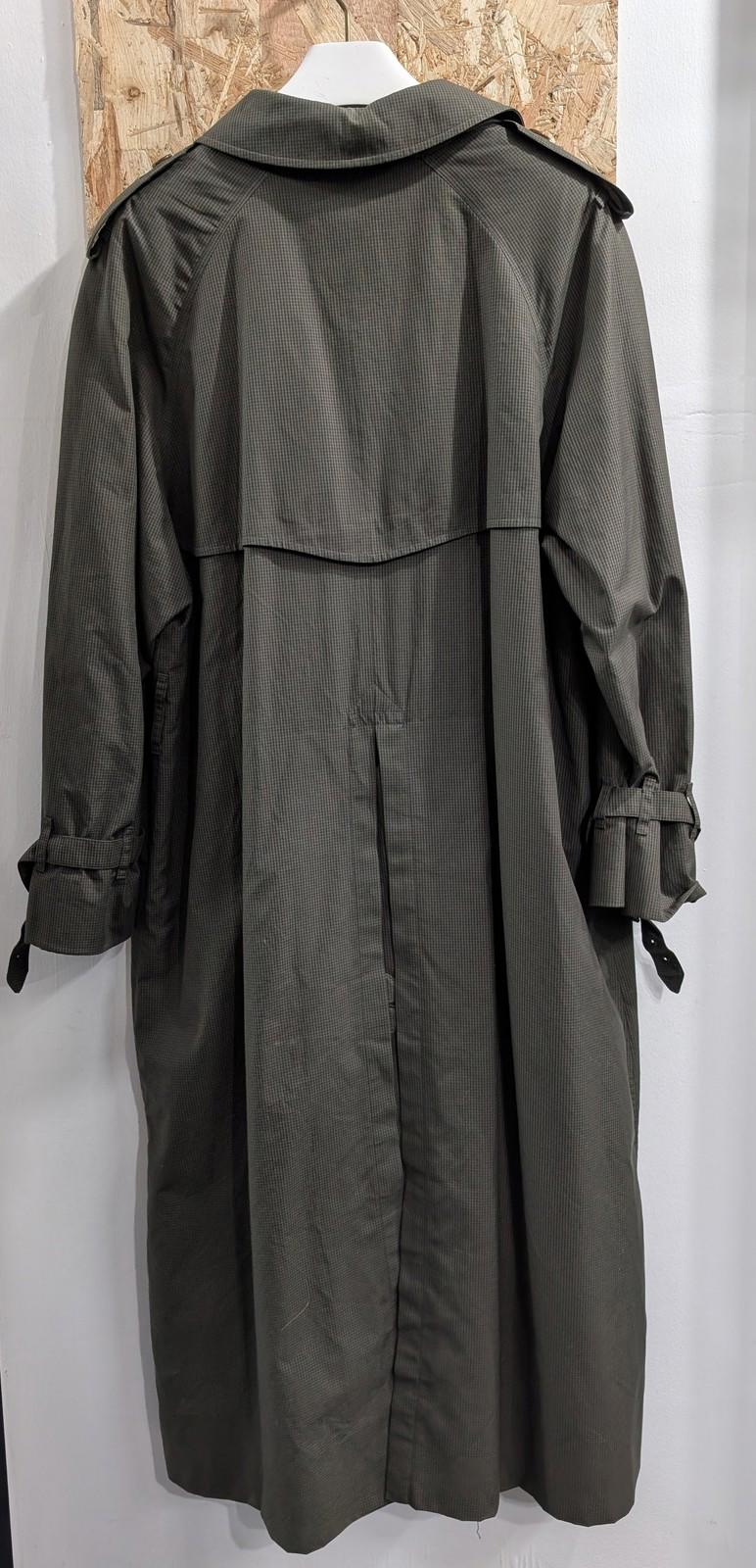 Burberry Trench Coat Women Size 14-16 Long Check Lined Made England Khaki Green