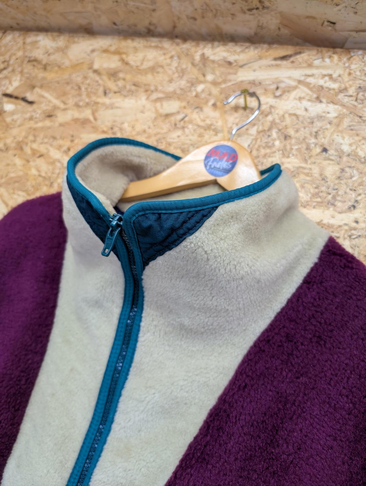 Helly Hansen Fleece XL 90s Vintage Purple Colour Block Top Pullover Zip Lined