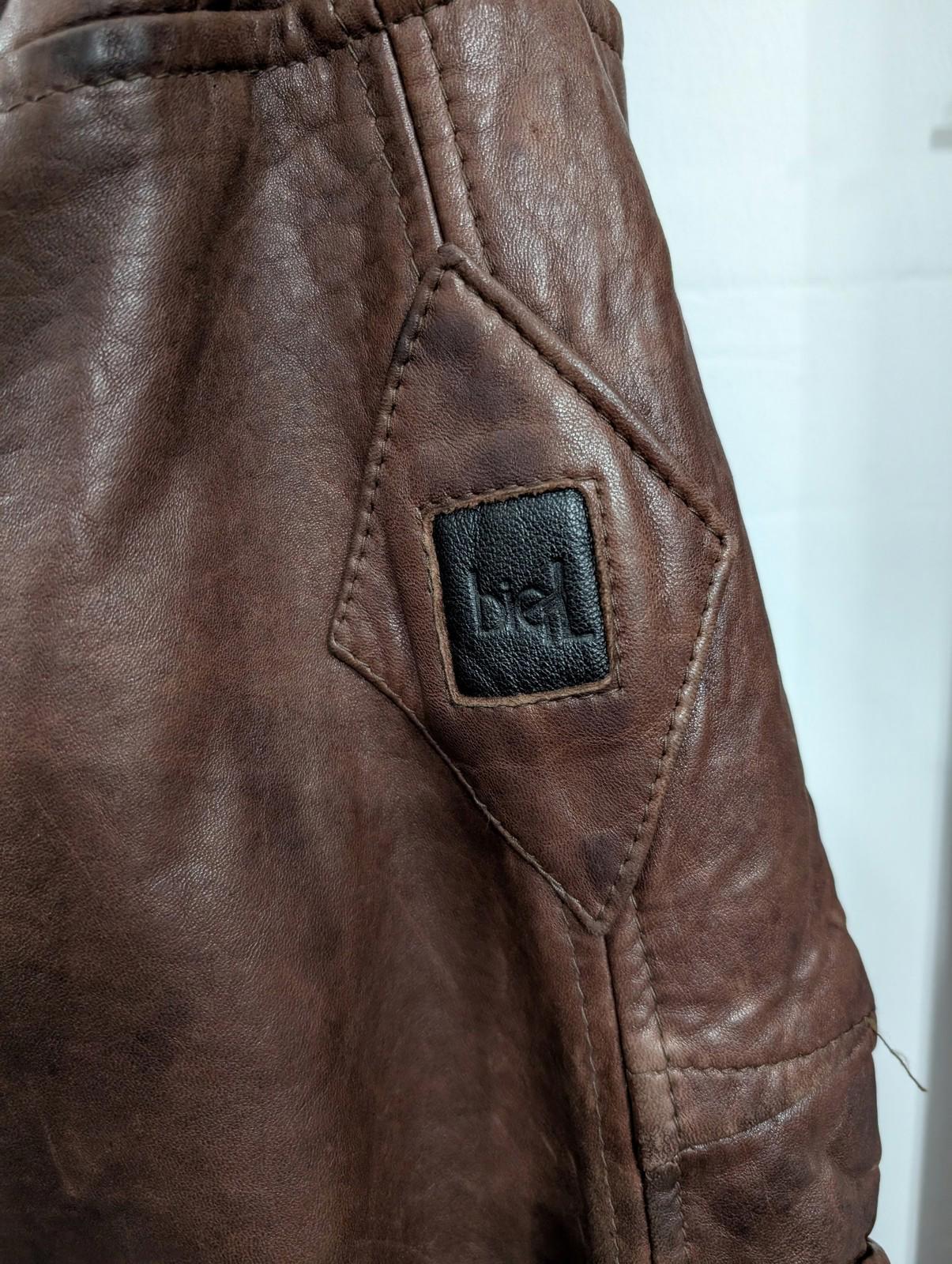 BIG-L Leather Bomber Jacket Mens 2XL Vintage Shearling Lined Brown Flight Aviators Coat
