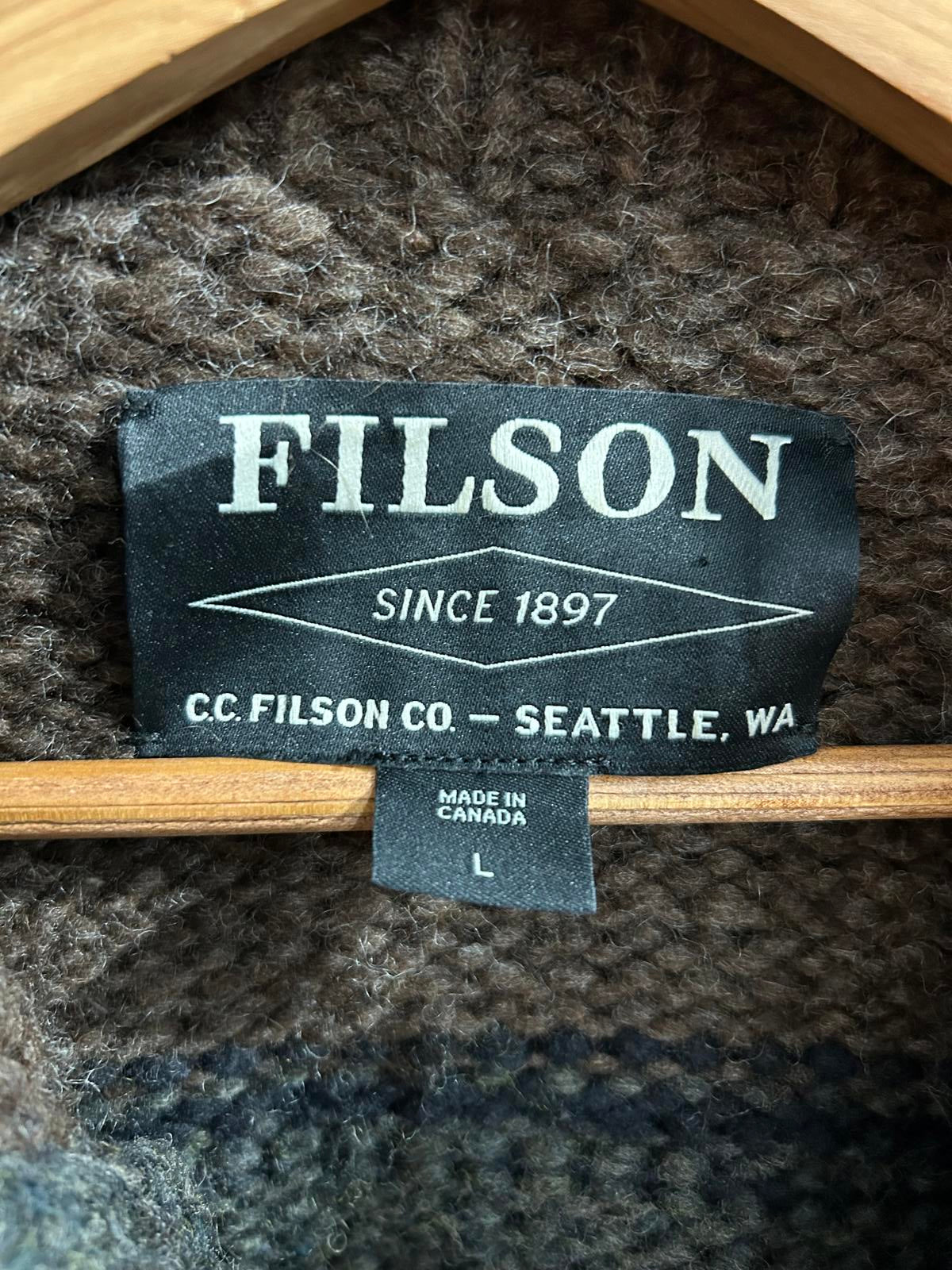 Filson Knitted Mens Large Limited Edition Wool Cowichan Cardigan Jumper