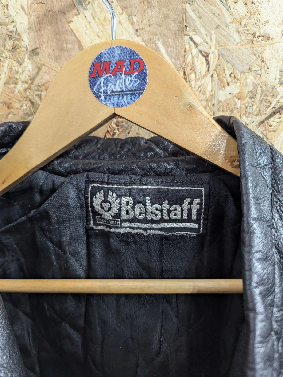 Belstaff Leather Jacket Mens Size Small 38 Black Padded Biker Vintage 80s