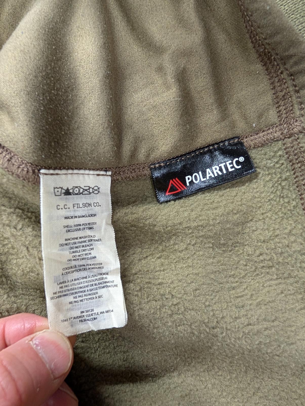 Filson Field Vest Mens Medium Khaki Green Fleece Polyester Bodywarmer Gilet Zip
