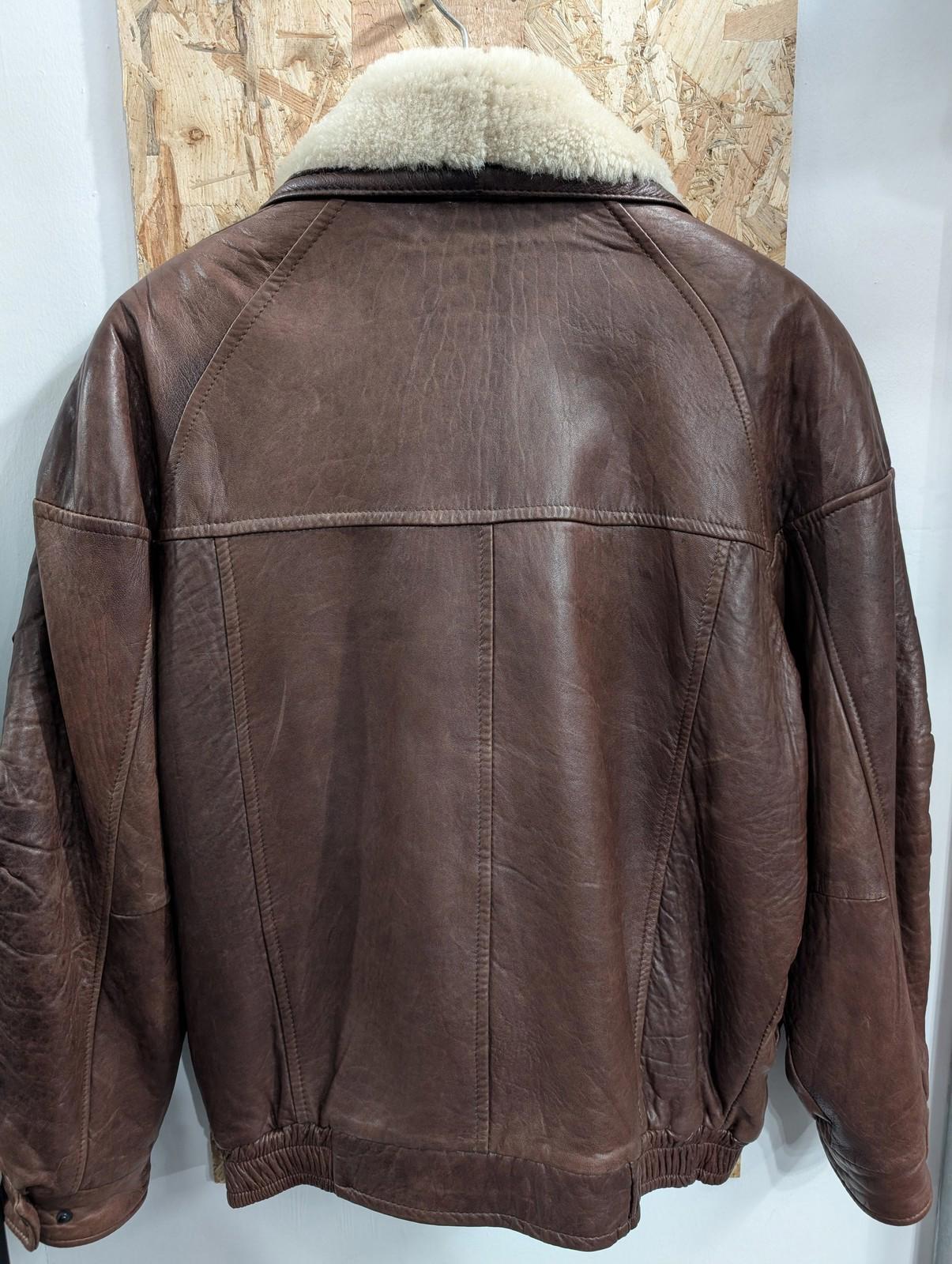 BIG-L Leather Bomber Jacket Mens 2XL Vintage Shearling Lined Brown Flight Aviators Coat