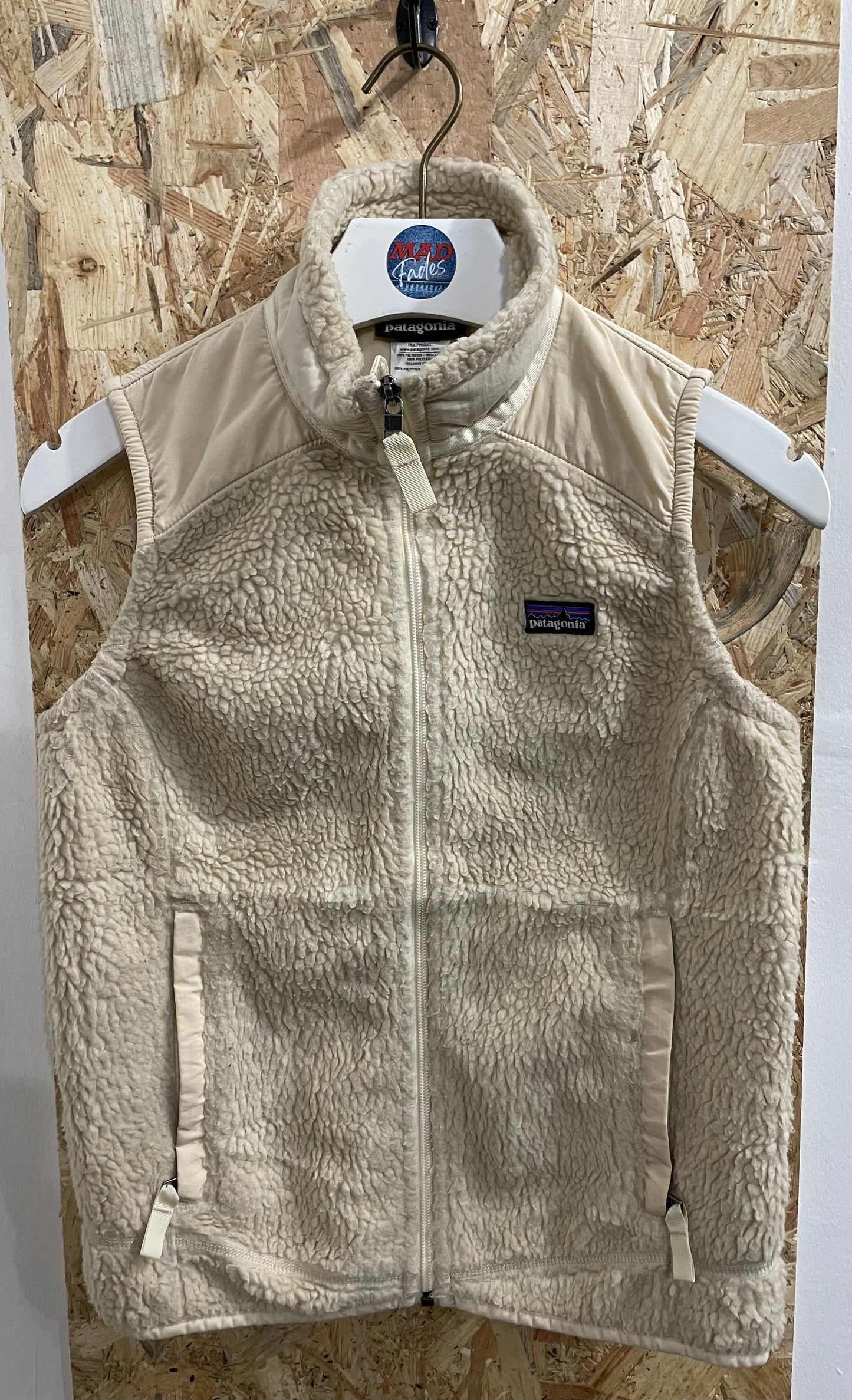 Patagonia Oatmeal Retro-X Pile Fleece Gilet Vest Full Zip Nude Cream Beige Small