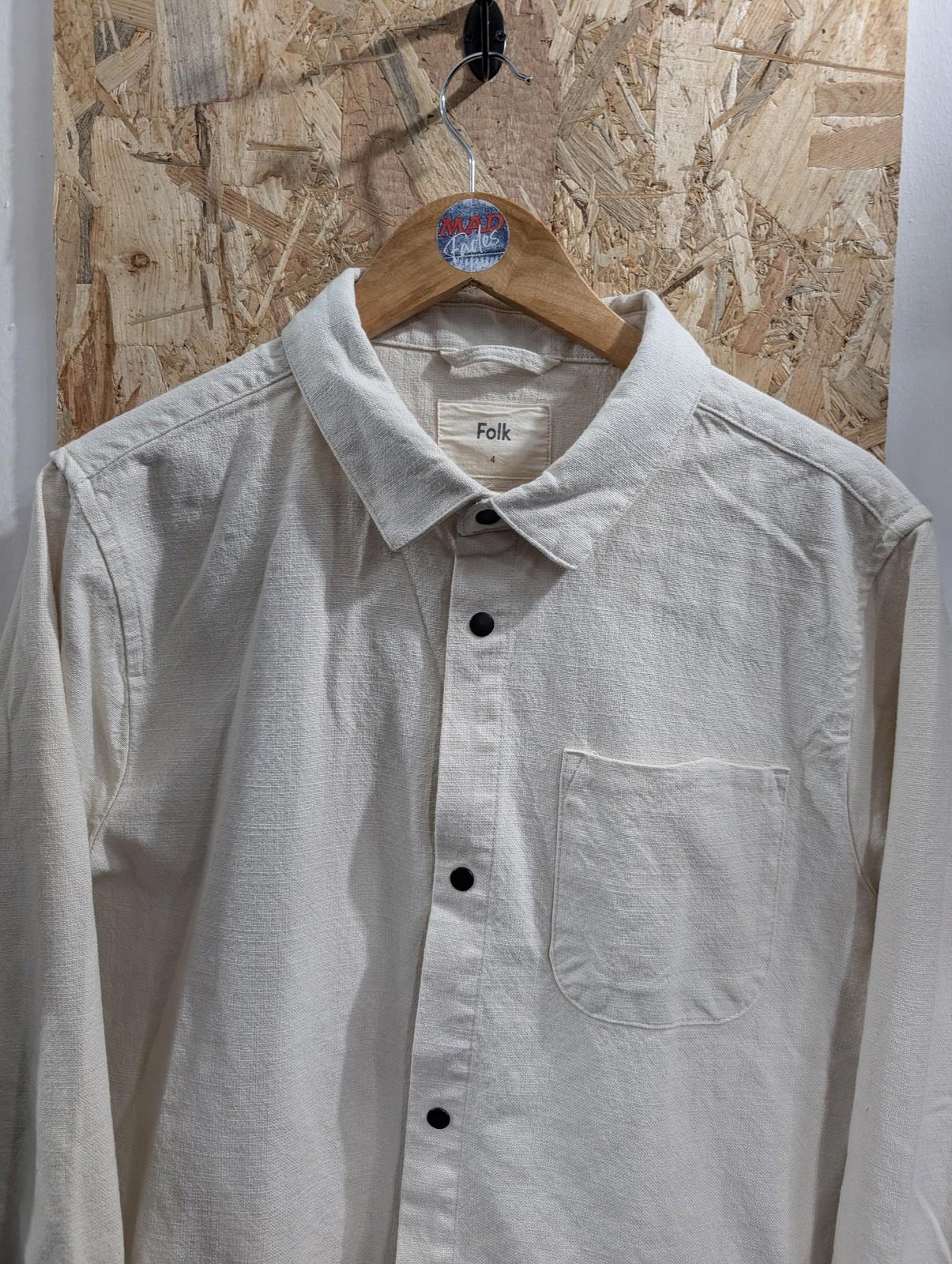 Folk Chore Jacket Mens Size 4 Large Classic Cotton Casual Ivory Cream White