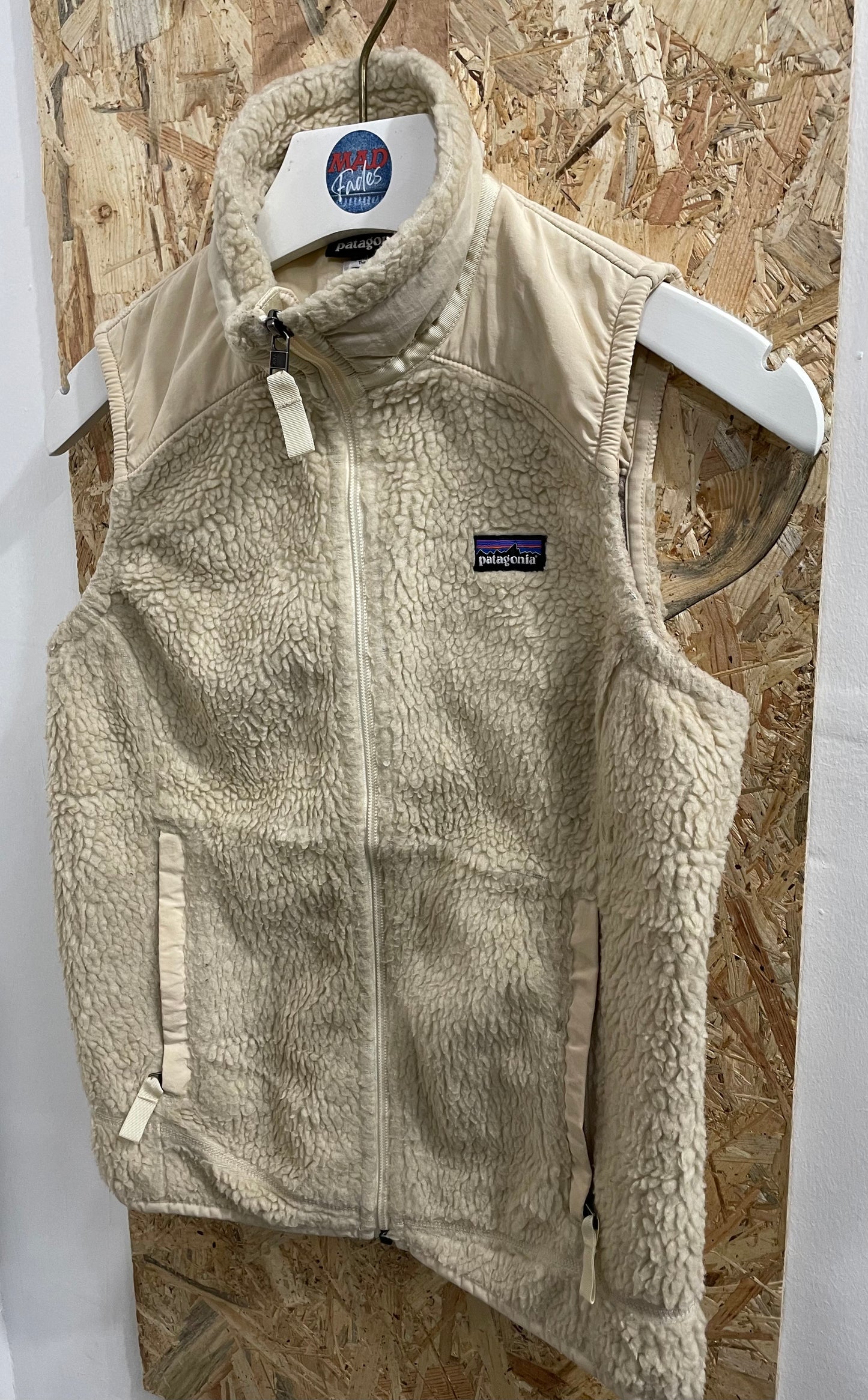 Patagonia Oatmeal Retro-X Pile Fleece Gilet Vest Full Zip Nude Cream Beige Small