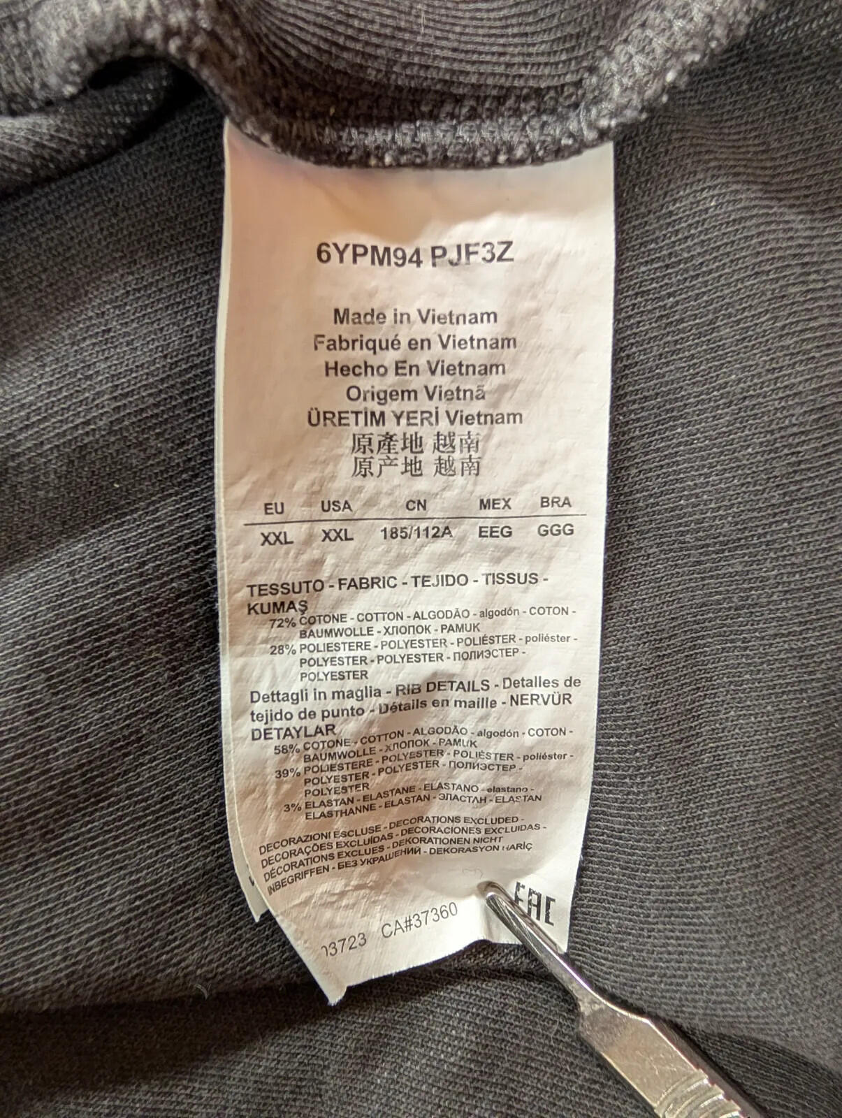 EA7 Emporio Armani EA7 Zip Hoodie Mens XXL Grey Cotton Full Zip Hooded Logo