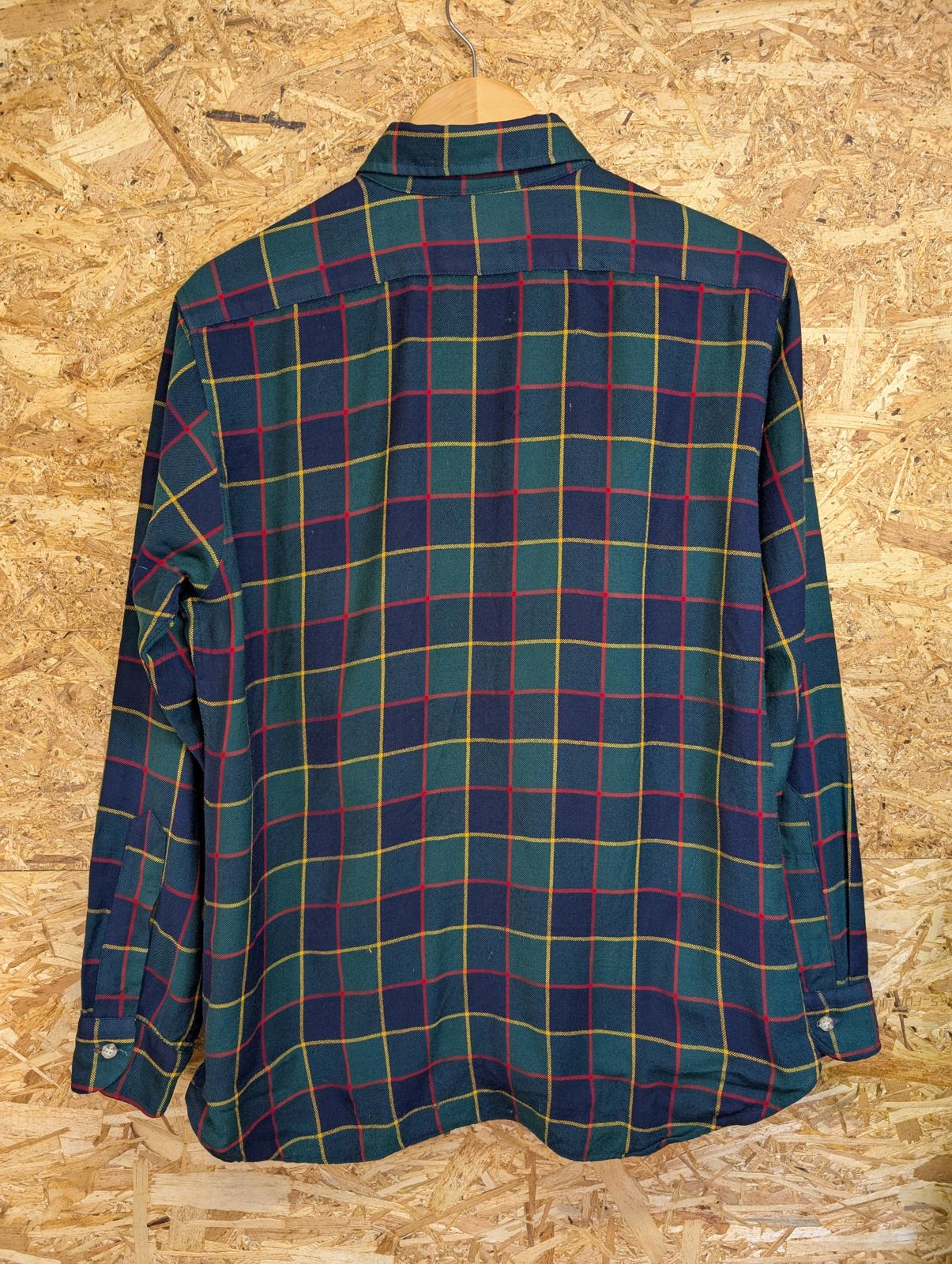 Pendleton Country Traditionals Shirt Large Navy Blue Green Plaid Wool Made USA
