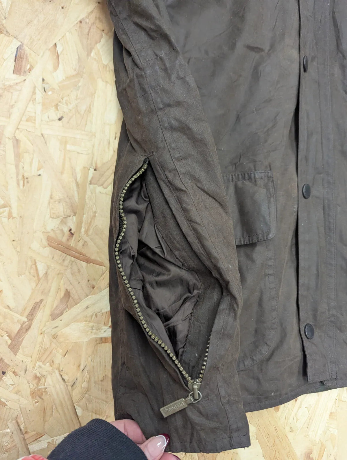 Barbour Sapper Field Wax Jacket Mens Large Olive Green Padded Utility Military