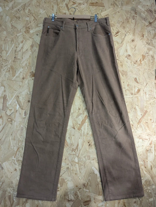 AJ Armani Jeans Mens W36 L34 Brown Cotton Regular Straight Stretch Vintage Chino