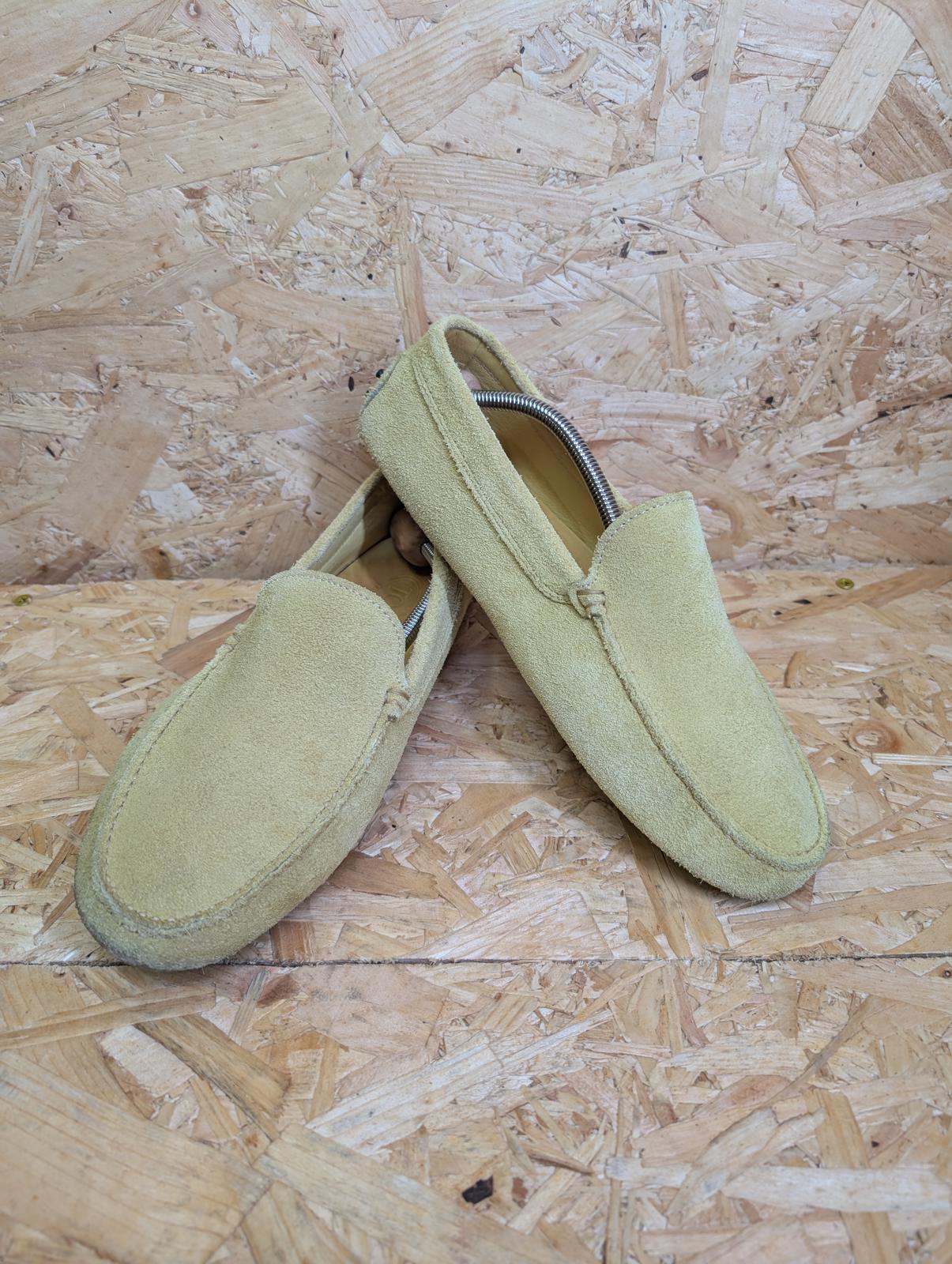 Tods Yellow Suede Gommino Mens 9 UK 43 EU Driving Shoes Slip On Leather Boxed