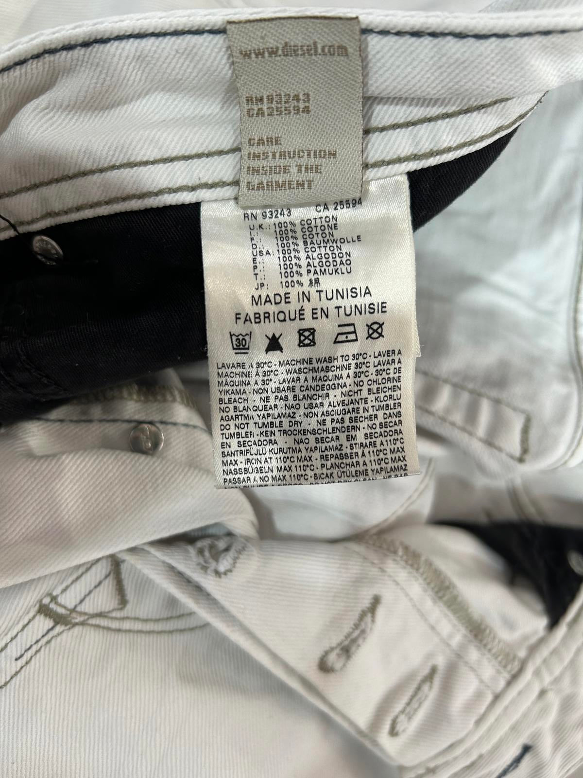 Diesel Viker Jeans W36 L34 Regular Fit White Denim Straight Leg Button Fly