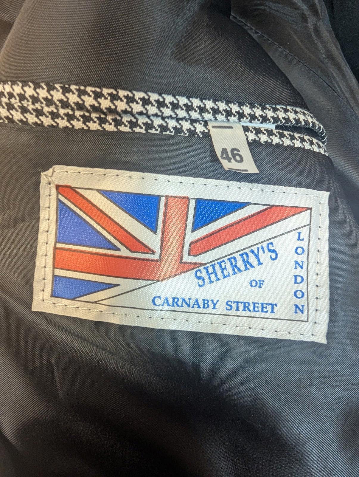 Sherrys Carnaby Street Suit Men UK 46 Houndstooth Check 2 Piece Black White