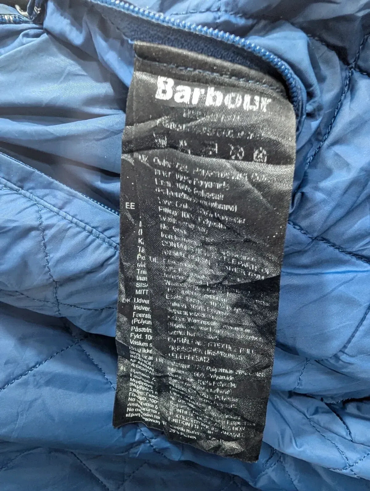 Barbour Wax Jacket Mens Medium Navy Blue Quilted Waterproof Breathable Padded
