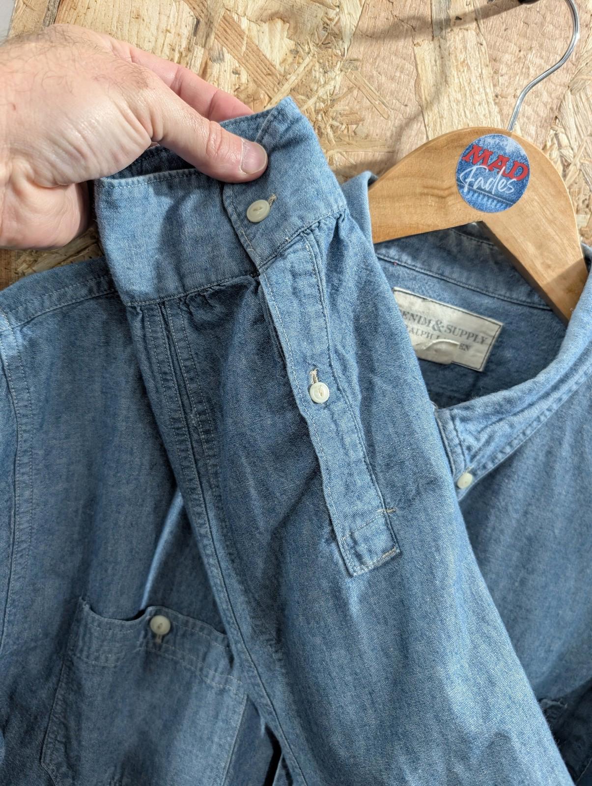 Ralph Lauren Denim Shirt Mens Large Long Sleeve Button-Up Casual Light Blue