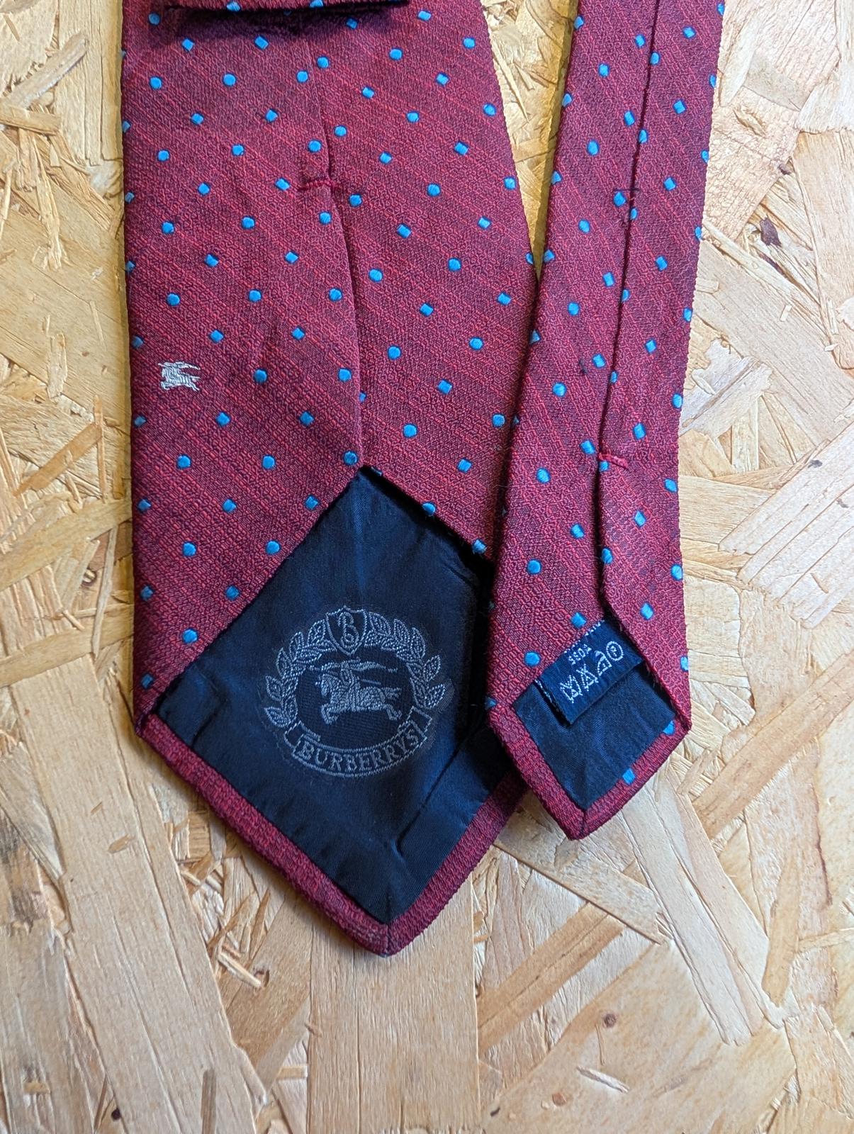 Burberry's Silk Tie 58" 148cm Made In Italy Burgundy Red Blue Prorsum Pattern