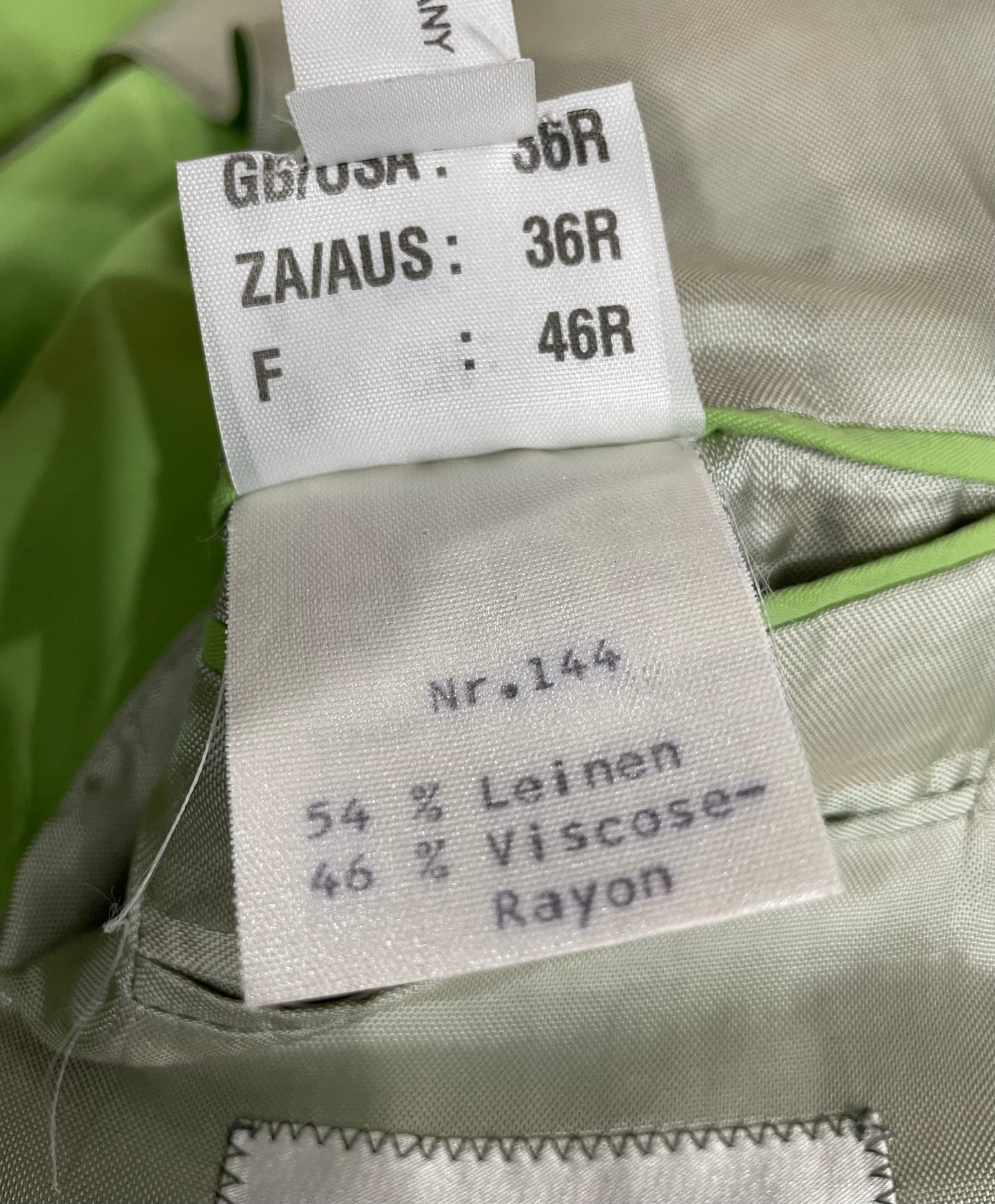 Rene Lezard Green Linen Mens Blazer Jacket Vintage 90s Size UK 36 Small Medium