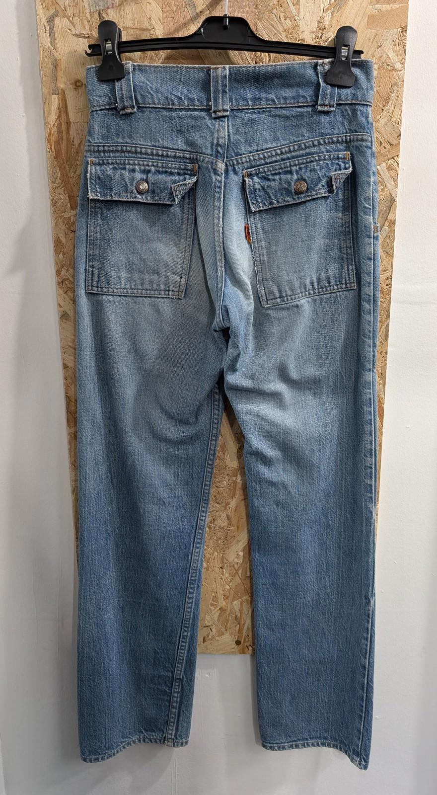 Levis Jeans Womens W26 L30 Cargo Pockets Denim Blue Casual Vintage 70s Orange
