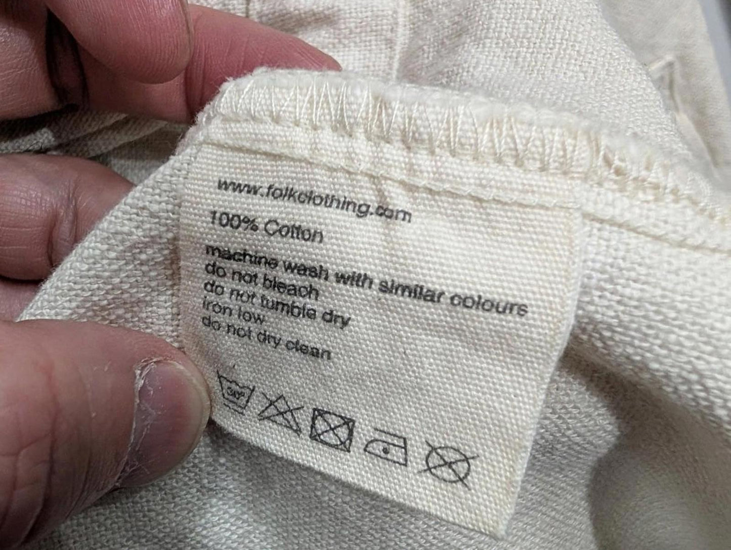 Folk Chore Jacket Mens Size 4 Large Classic Cotton Casual Ivory Cream White