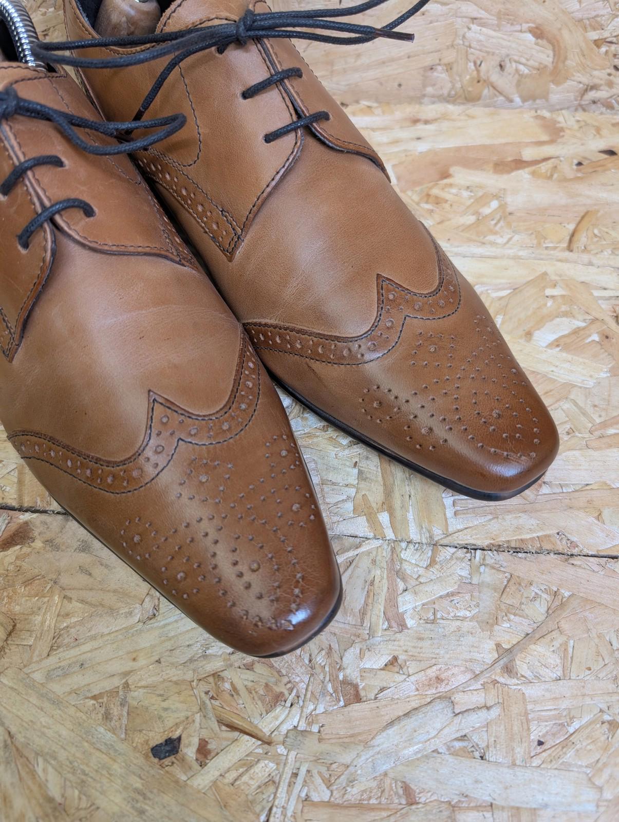 Ikon Shoes UK 6 Men Lace Up Spencer Wing Brogue Smart Shoes Leather Brown