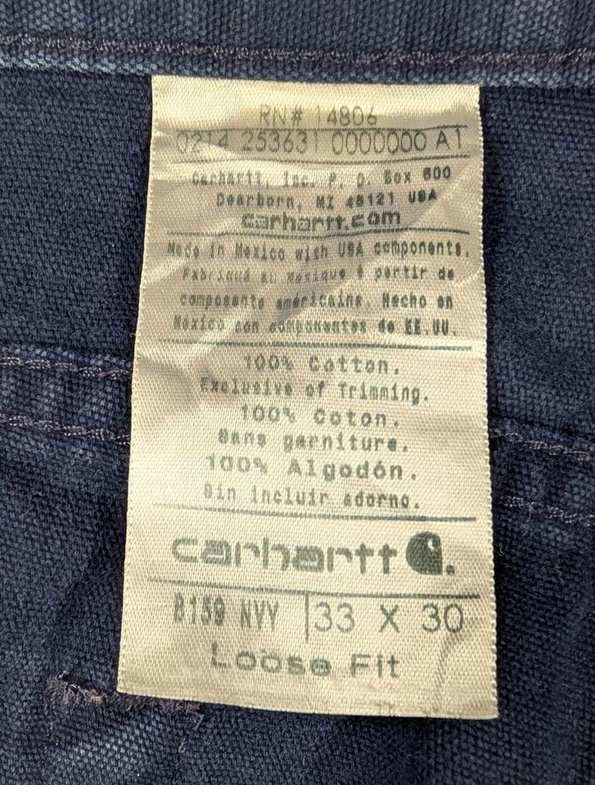 Carhartt Carpenter Jeans W33 L30 Men Loose Fit Navy Blue Denim Rugged USA