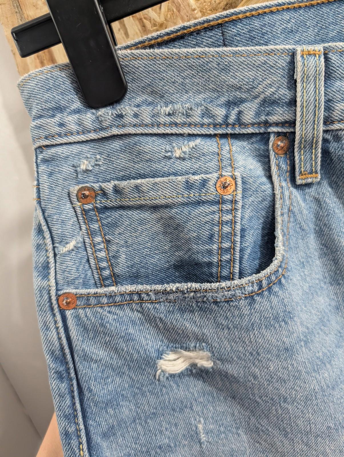 Levi Strauss Denim Mini Skirt Womens Size W30 Distressed Casual Short Blue