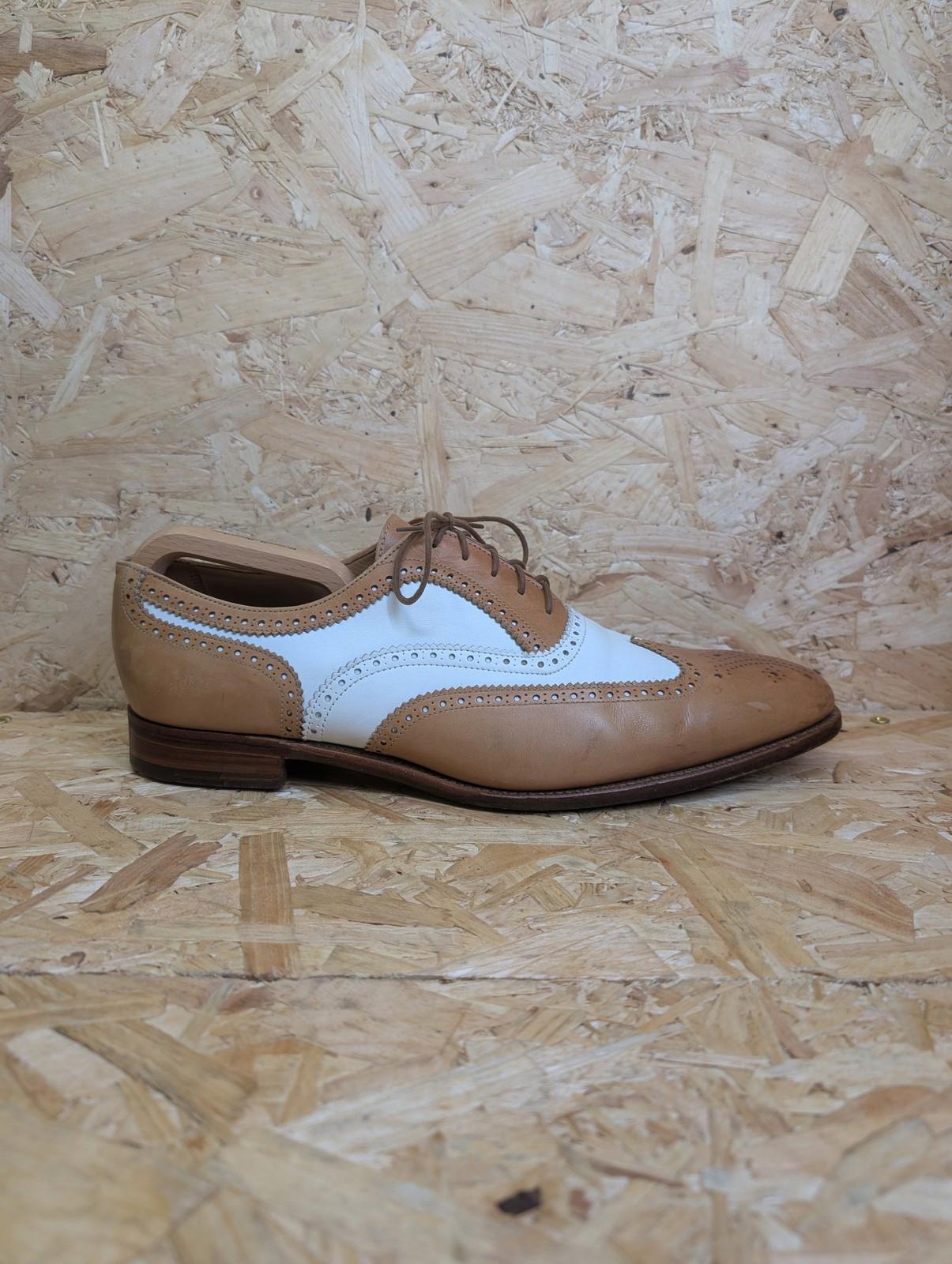Mr Tredders Brogue Mens UK 11 EU 45 Vintage Leather Tan White Shoes