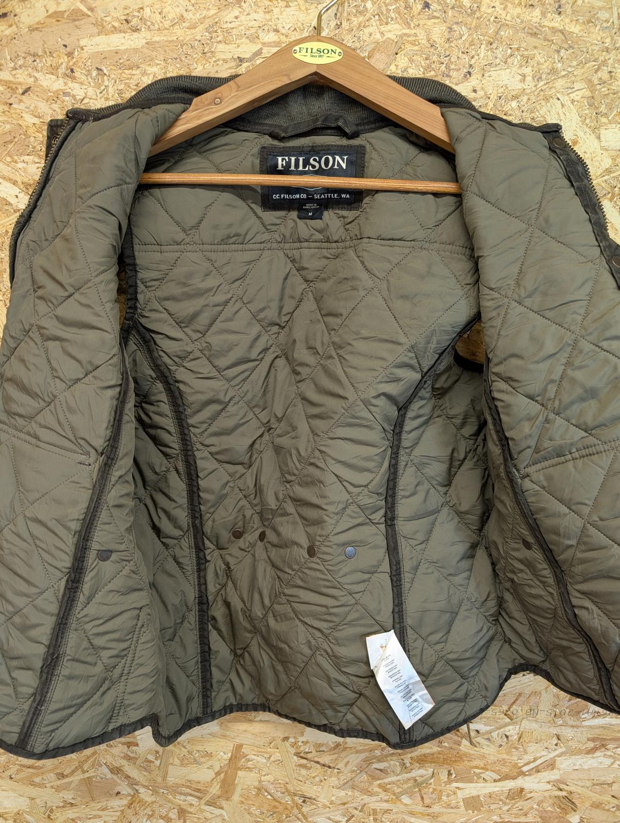 Filson Quilted Vest Brown Womens Medium Padded Tin Cloth Oiled Gilet Body Warmer