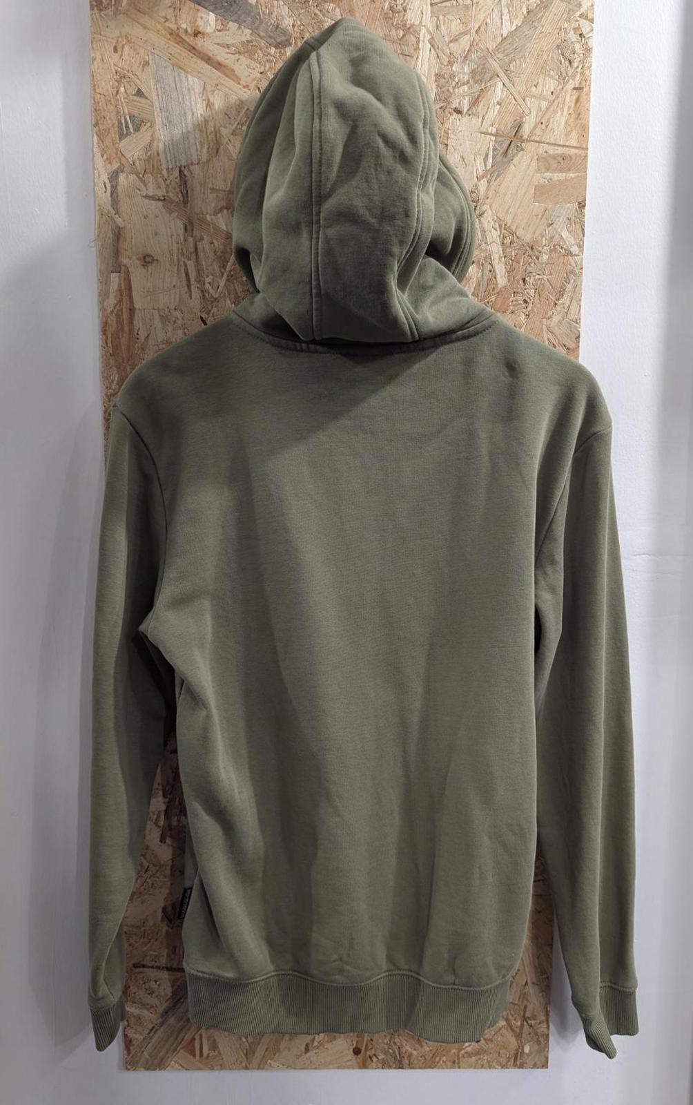 Napapijri Hoodie Mens Size Small Khaki Green Printed Chest Logo Patch VGC