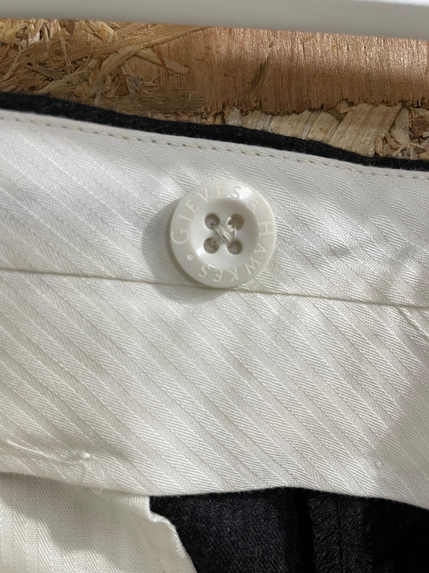 Gieves & Hawkes Trousers Grey Black Subtle Pinstripe Smart Formal Savile W34 L32