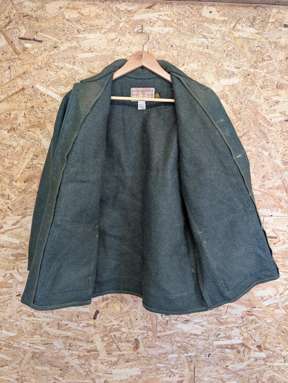 Filson Double Mackinaw Size Medium 40 Wool Jacket Forest Green Made USA Lot 83
