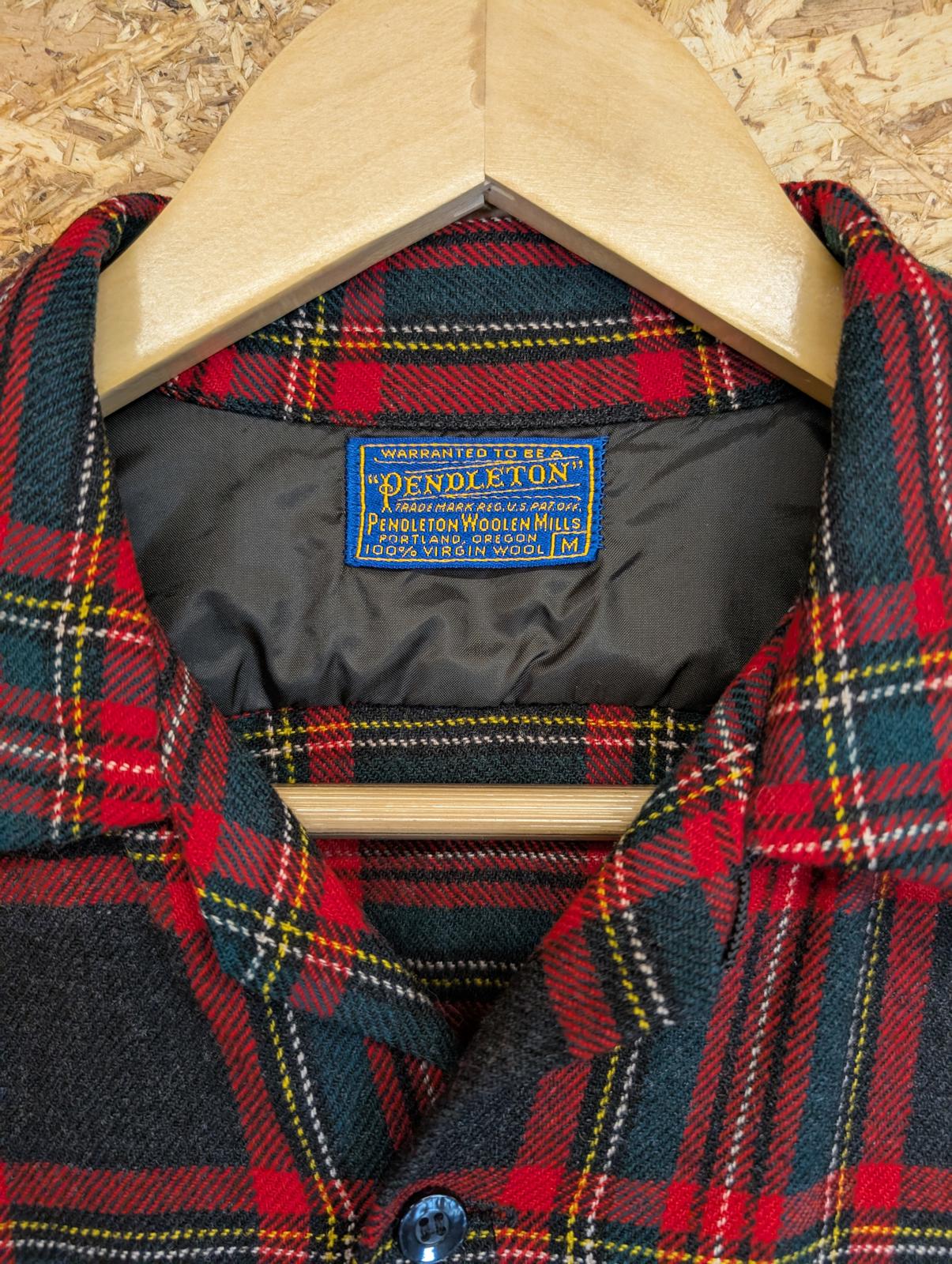 Pendleton Lodge Shirt Medium Red Green Black Tartan Check Plaid Wool Vintage