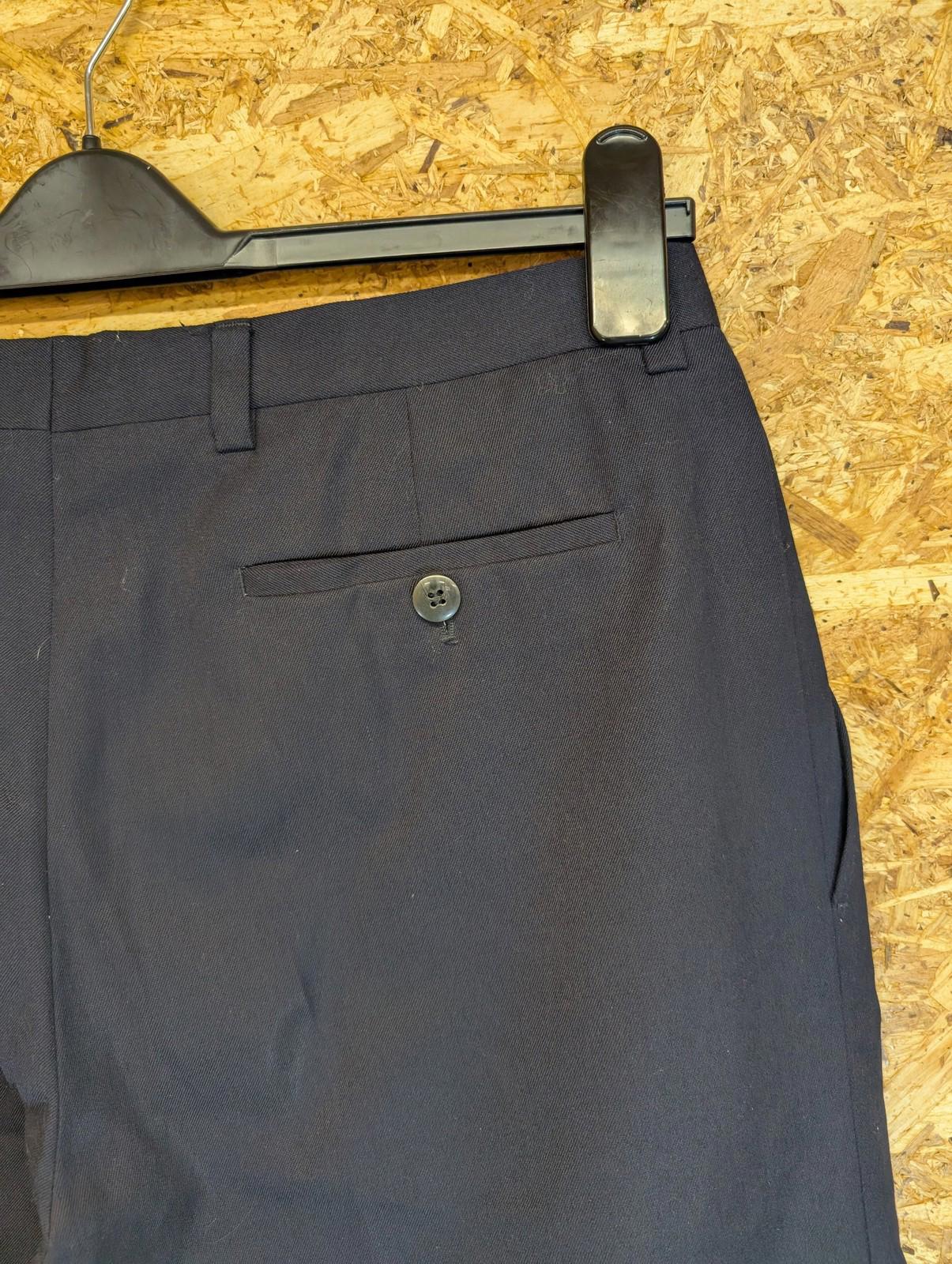 Burberrys Mens Trousers W30 Pleat Front Wool Blend Formal Navy Blue Vintage 90s