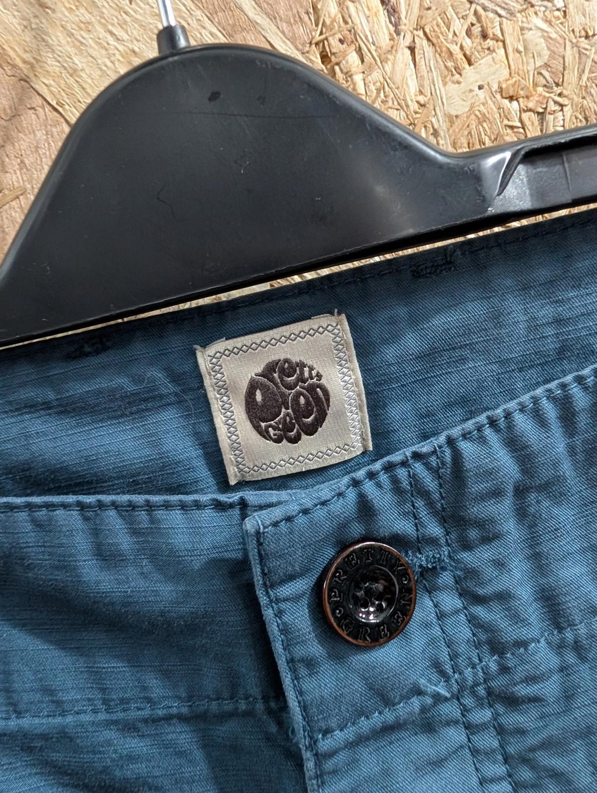 Pretty Green Cargo Shorts Mens Size W38 Utility Pockets Teal Blue Cotton