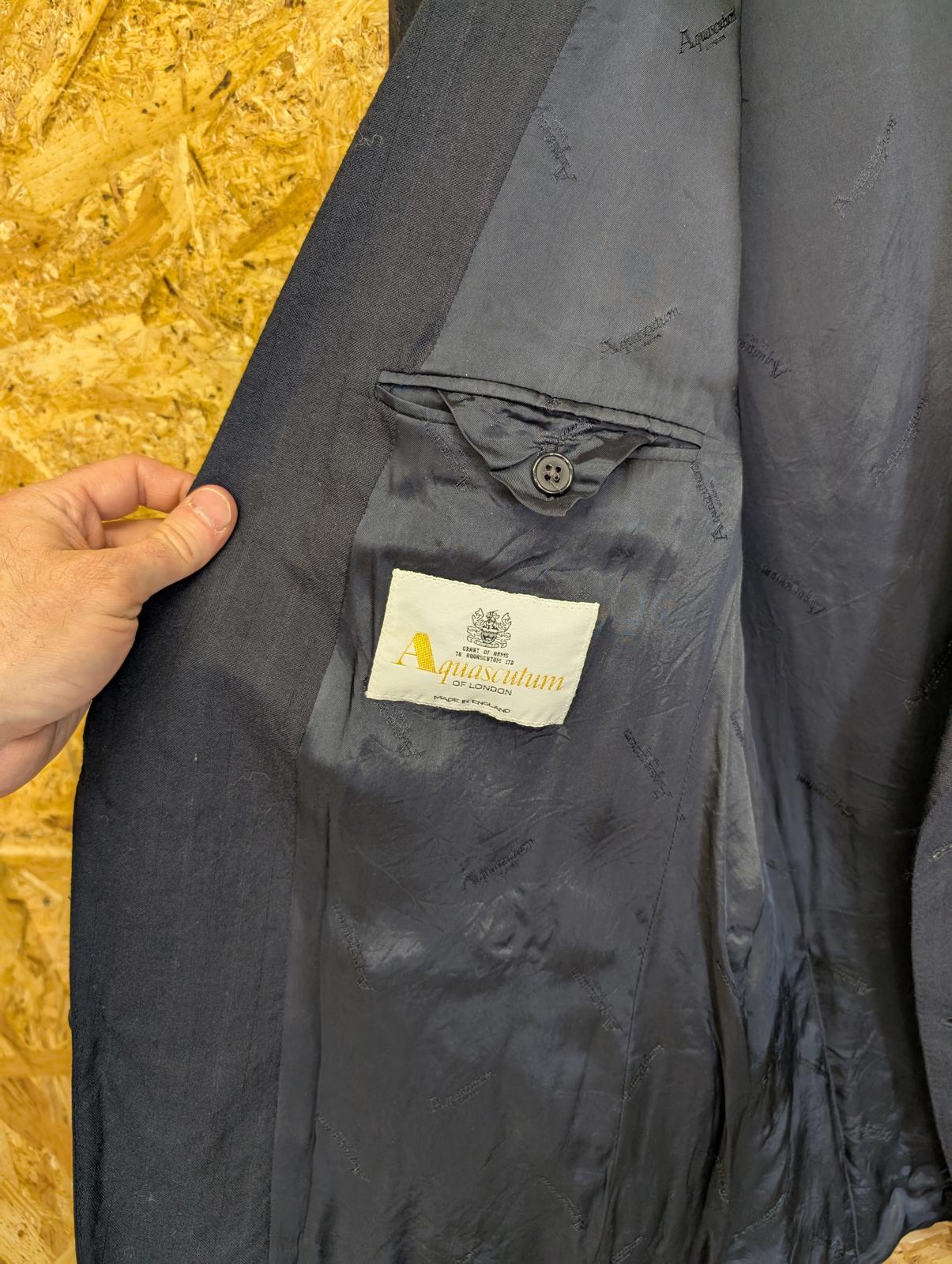 Aquascutum Pure New Wool Blazer 44R XL Navy Blue Jacket Mod Retro Smart