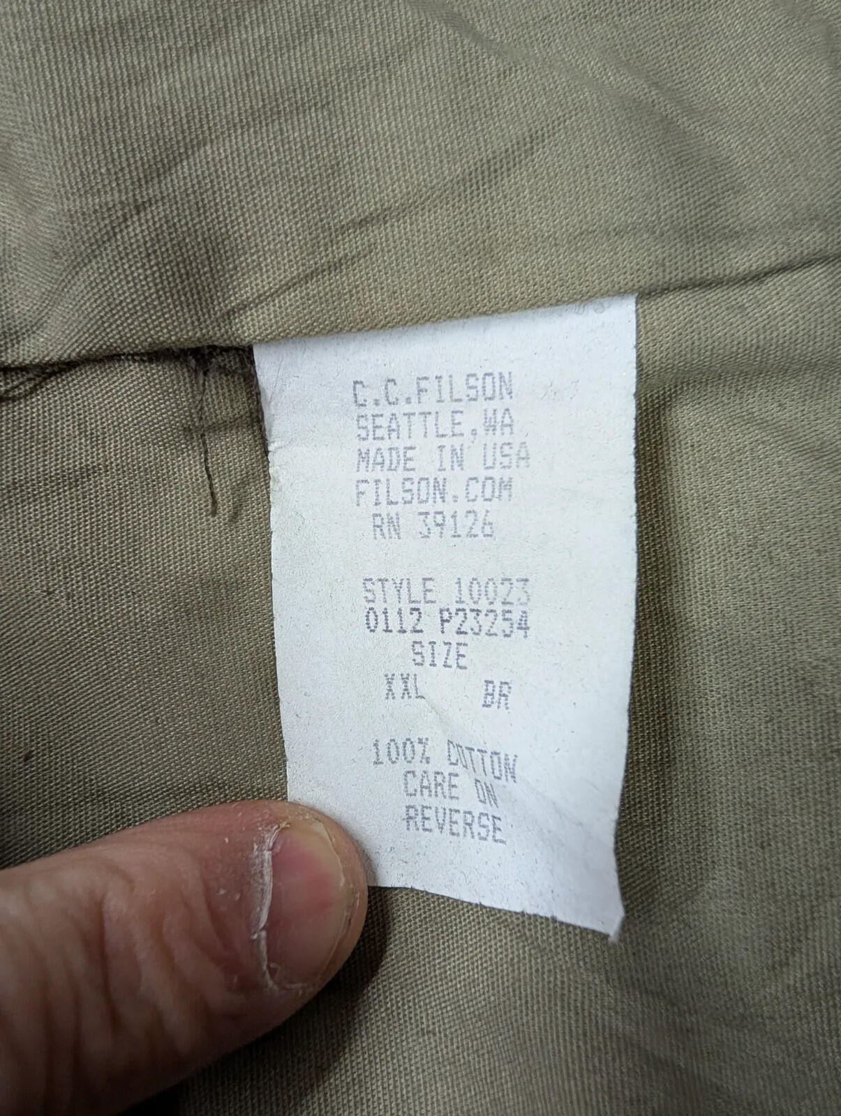 Filson Cover Cloth Mile Marker Coat Mens XXL Brown Zip 10023 USA Made Lined Wax