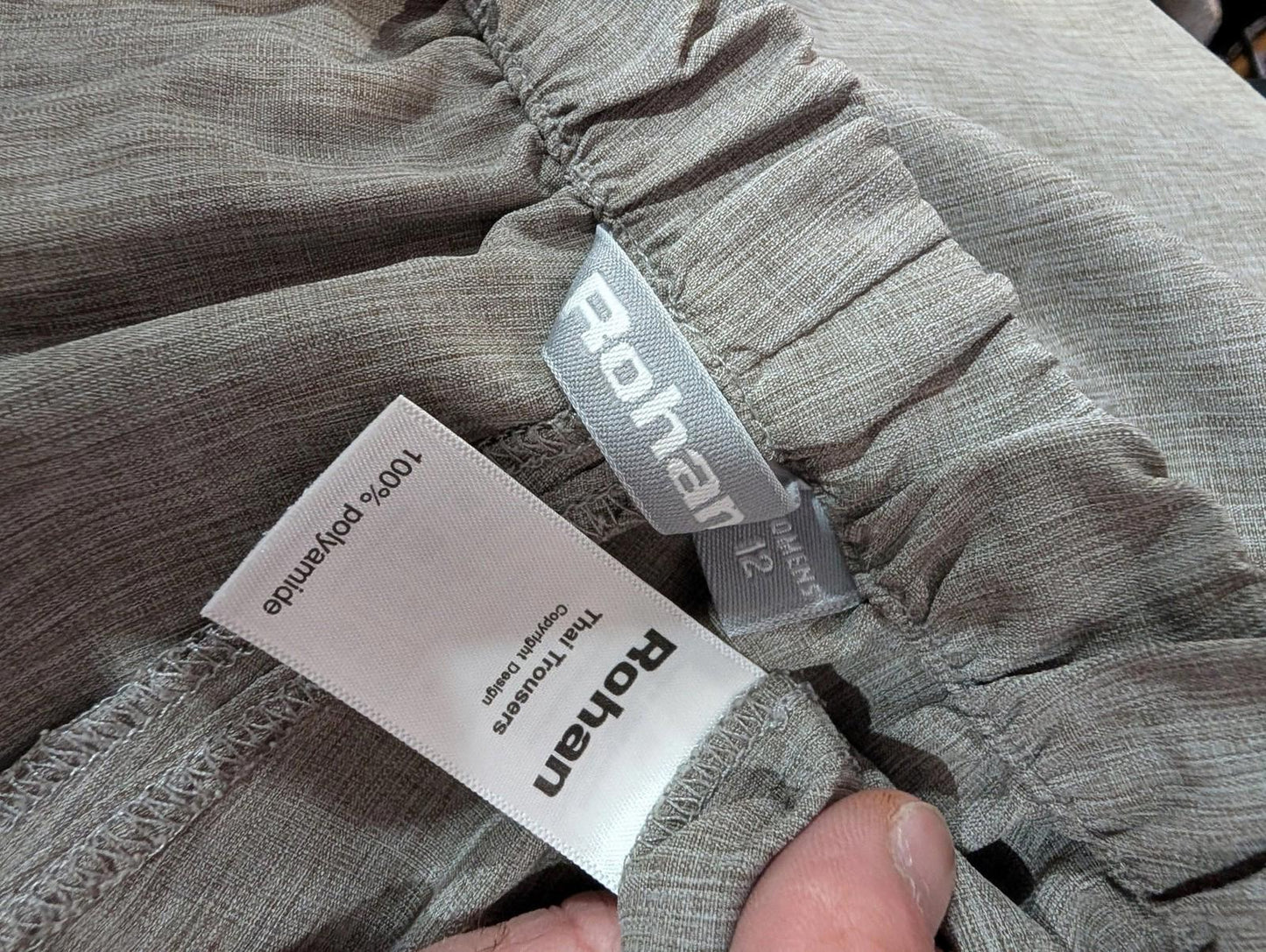 Rohan Thai Trousers Size 12 W32 L30 Womens Elastic Waist Grey Beige Casual Pants