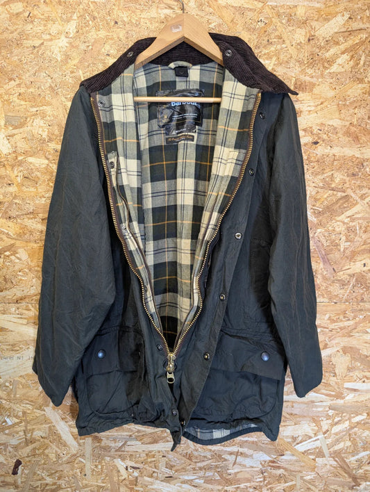 Barbour Beaufort Wax Jacket Mens C40 Medium Green Cotton Corduroy Made England