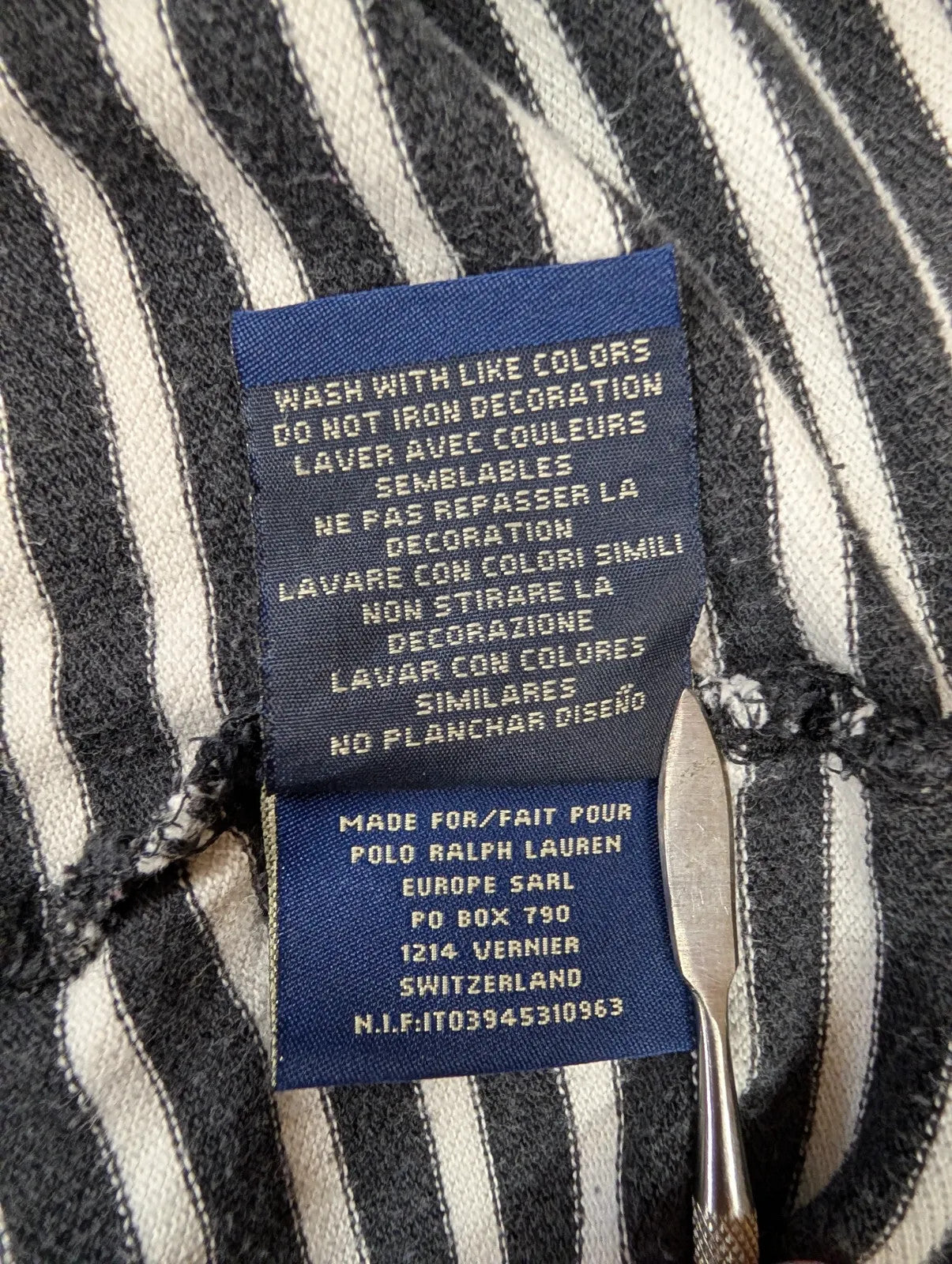 Vintage Ralph Lauren Polo Shirt Men XL Black White Embroidered Cotton Stripe 90s