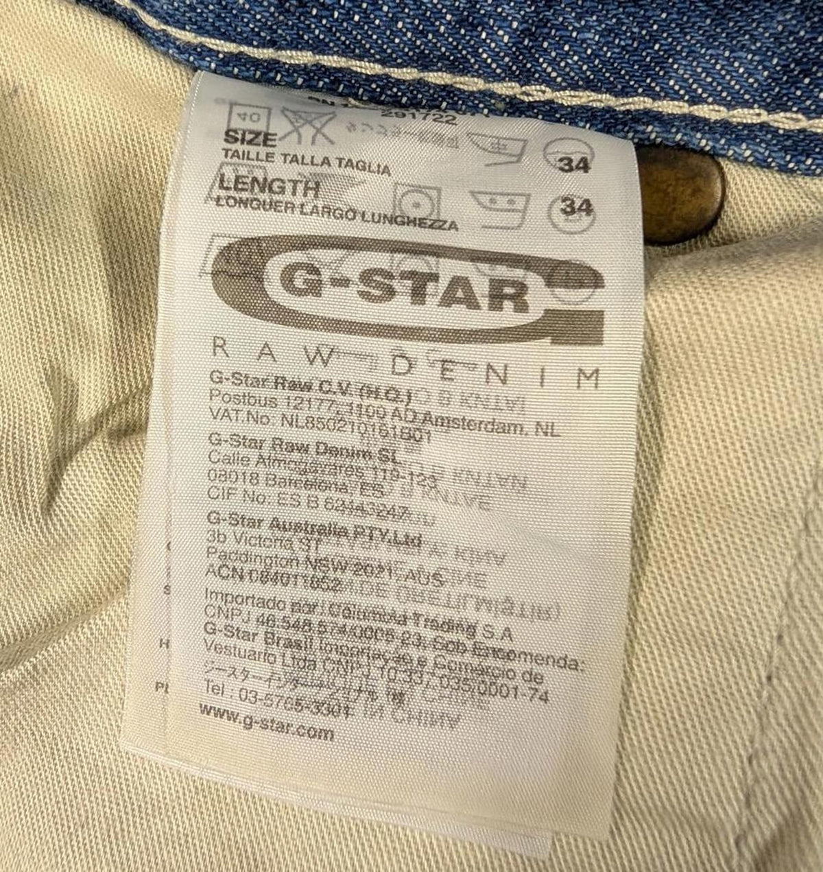 G-Star 5620 3D Loose Jeans W34 L34 Men Straight Leg Mid Blue Denim Baggy Y2K