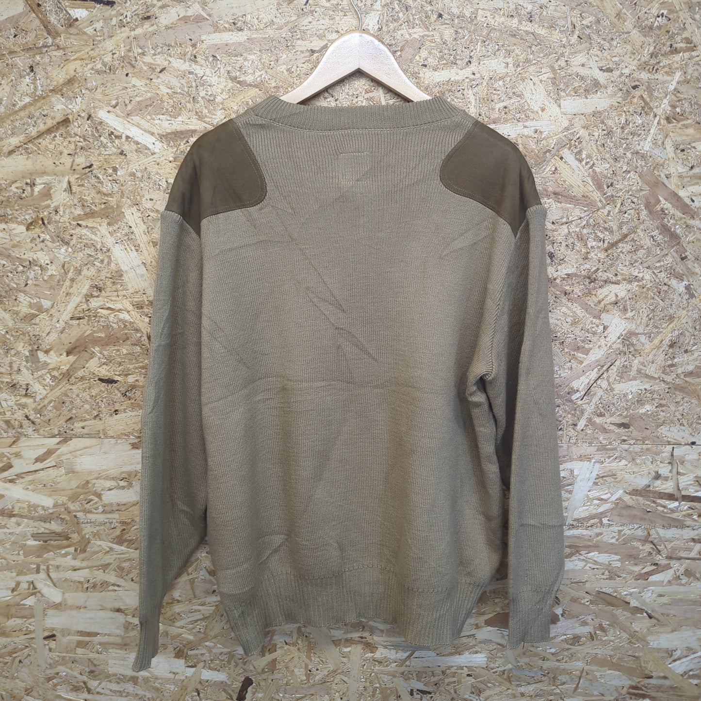 Filson Tan Brown Wool Crew Neck Jumper Suede Hunting Shooting Sweater USA Large