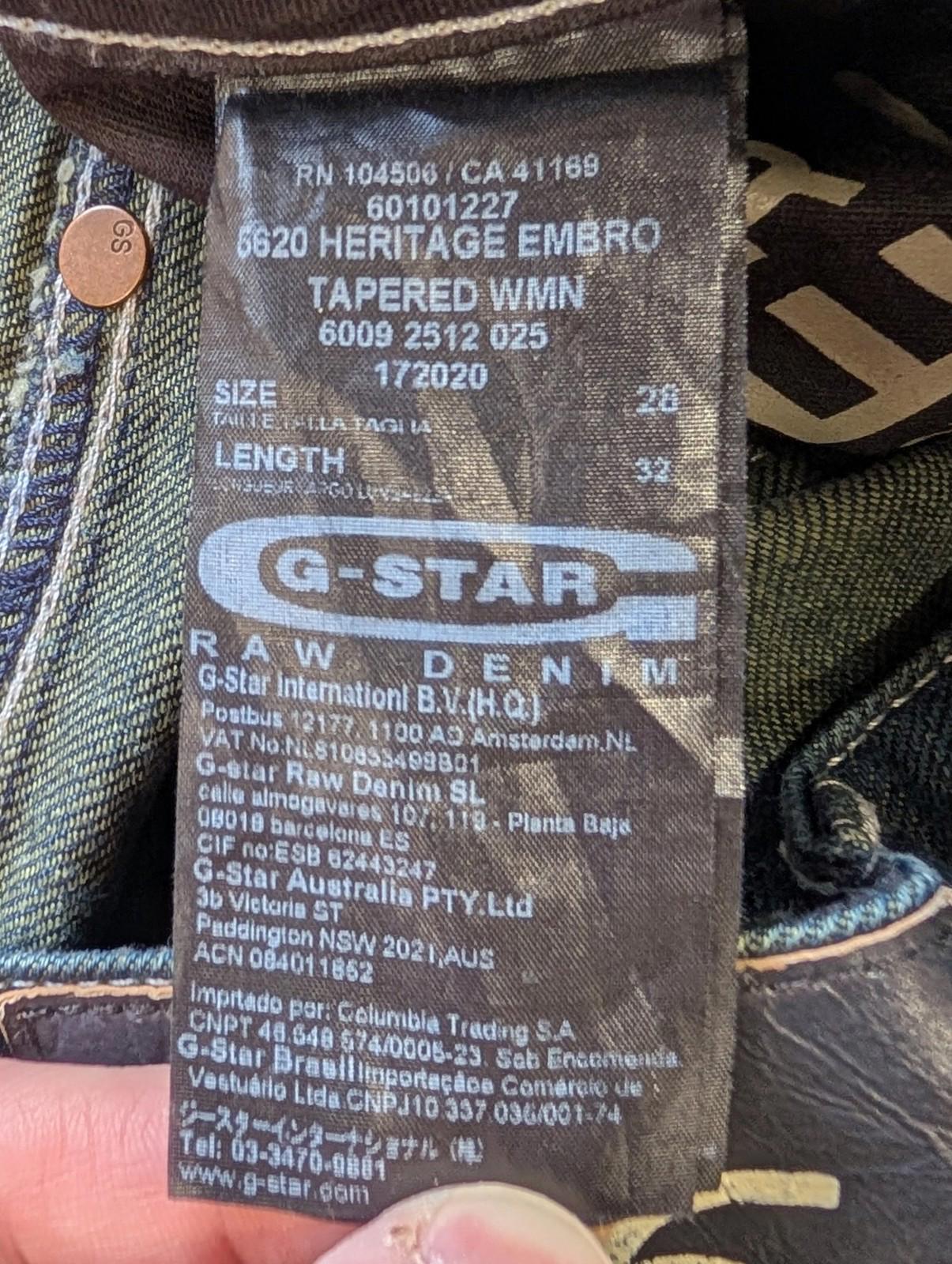 G-Star Raw Slim Jeans W28 L32 Women Dark Wash Denim Skinny Cinch Buckle Blue