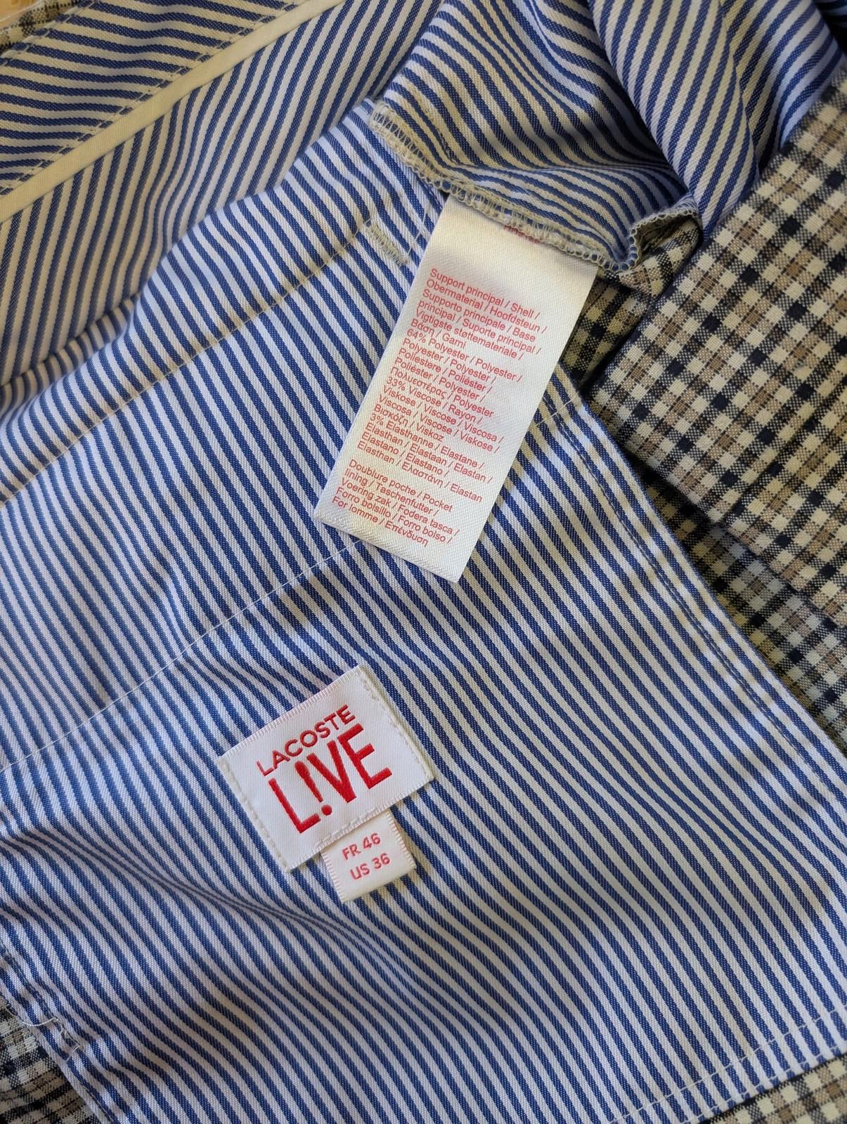 Lacoste Live Trousers W36 L29 Men Check Slim Fit Beige Golf Smart Cropped