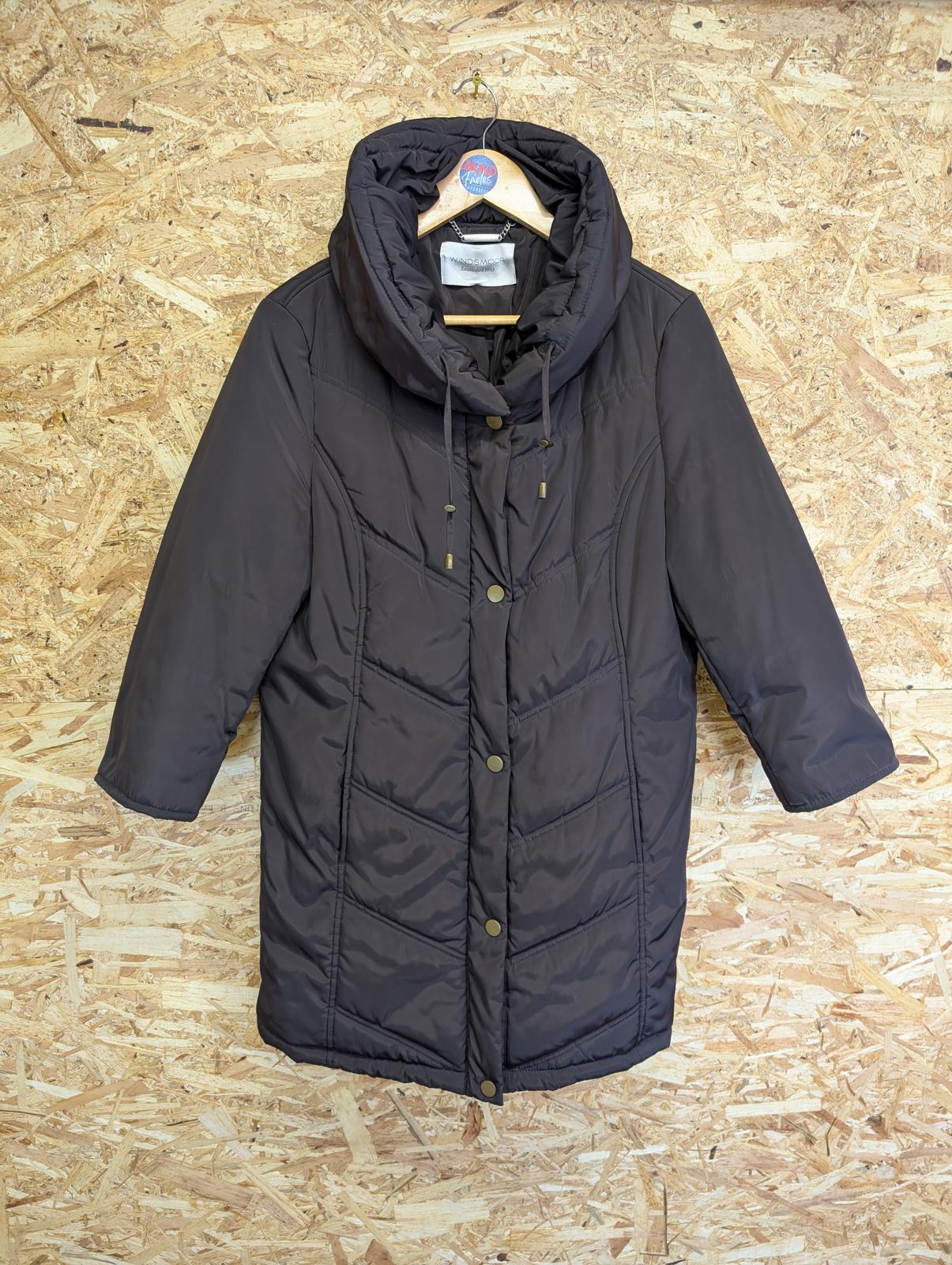 Windsmoor Womens Small Puffa Jacket Brown Knee Length