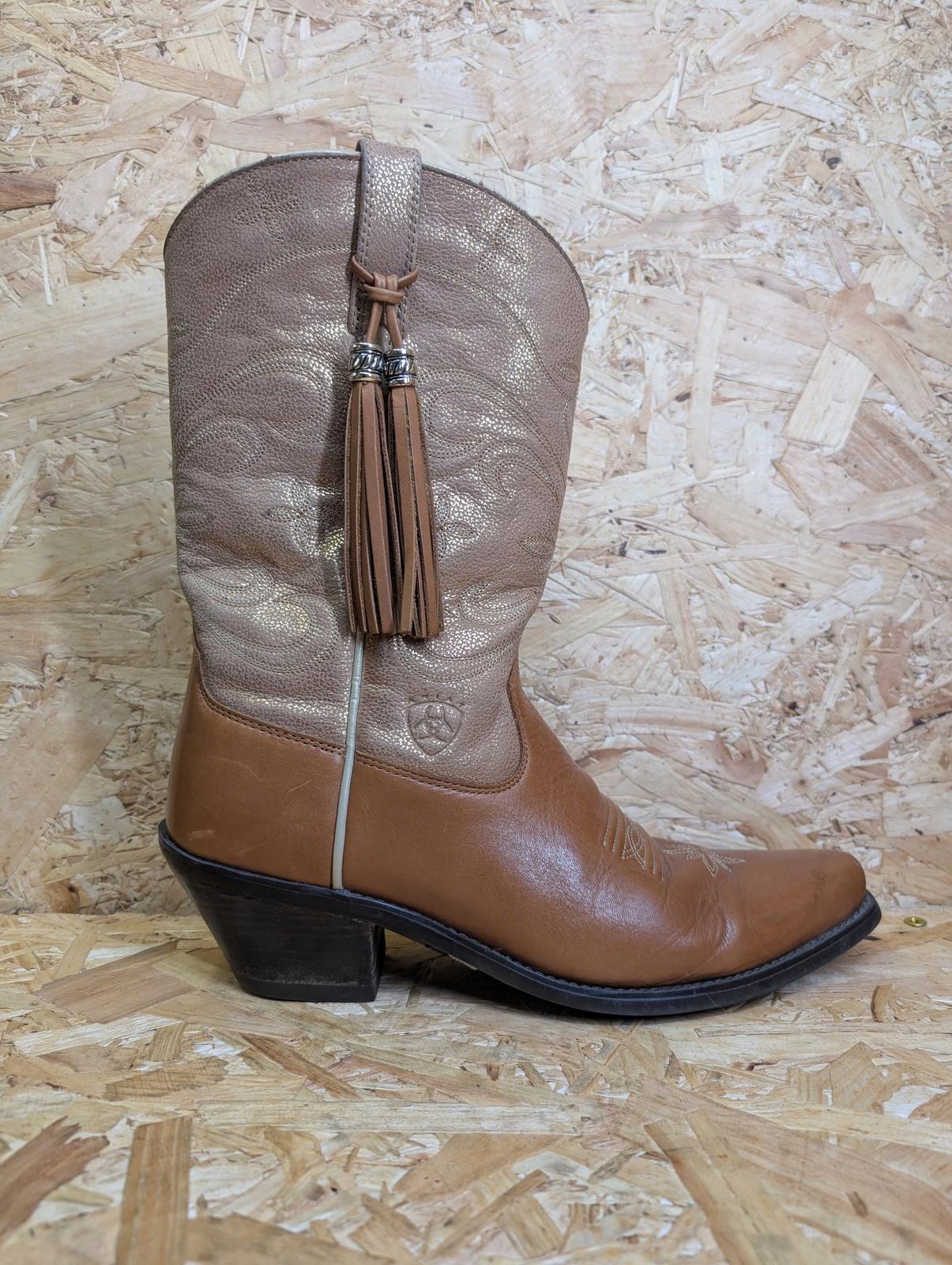 Ariat Western Boots UK 6.5 Women Leather Tassel Cowboy Embroidered Heritage Snub