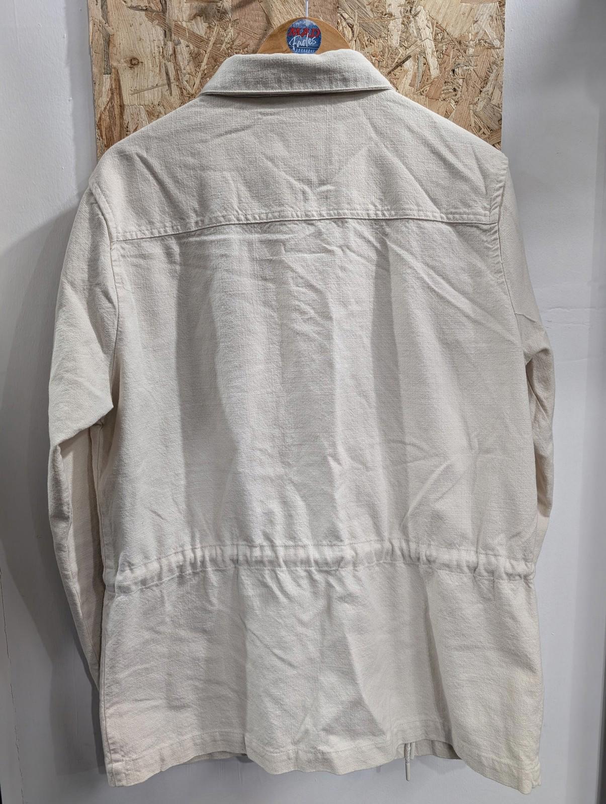 Folk Chore Jacket Mens Size 4 Large Classic Cotton Casual Ivory Cream White